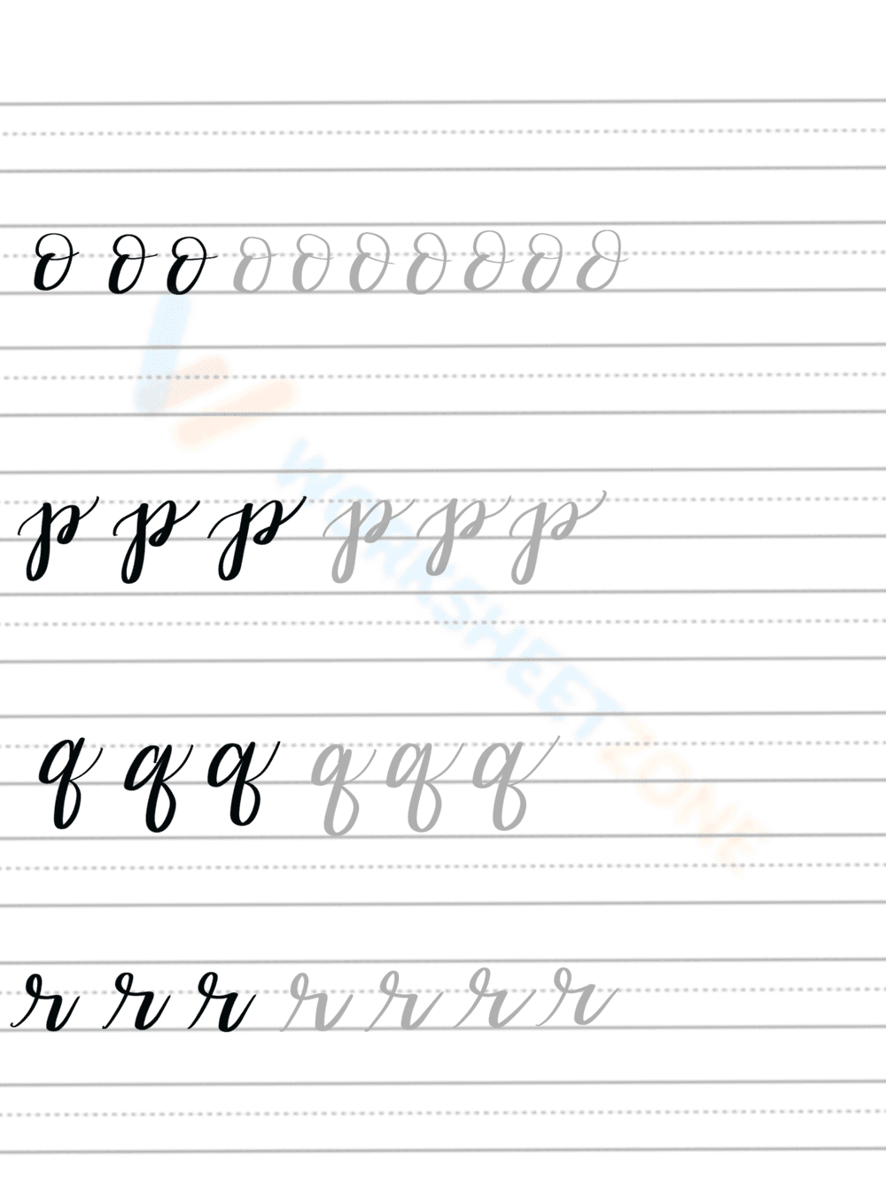 Letter Tracing: O-R Practice Worksheet for Kids - Page 1