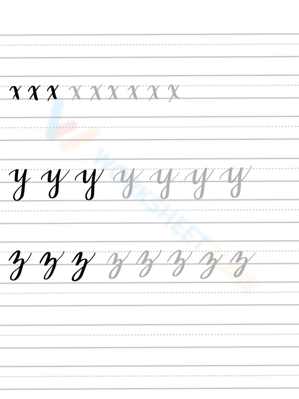 Letter Tracing: X-Z Practice Worksheet for Kids - Page 1