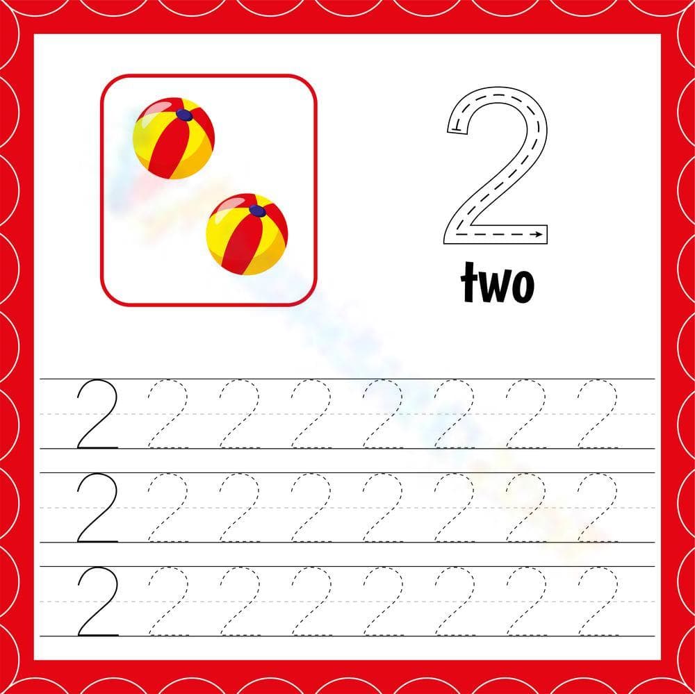 Trace Number 2 Worksheet | Essential Preschool Ready - Page 1