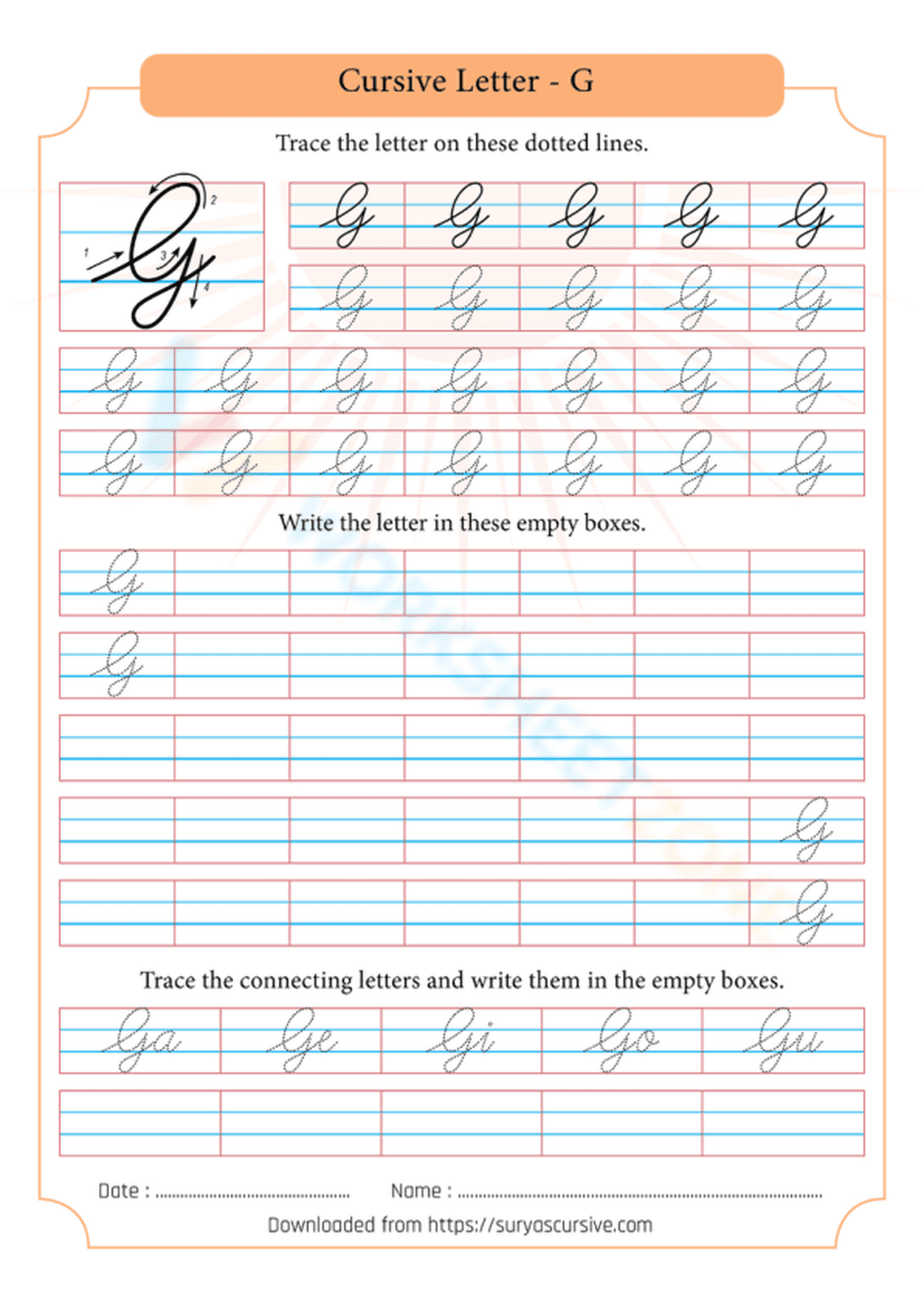 Cursive Practice: Capital Letter G - Page 1