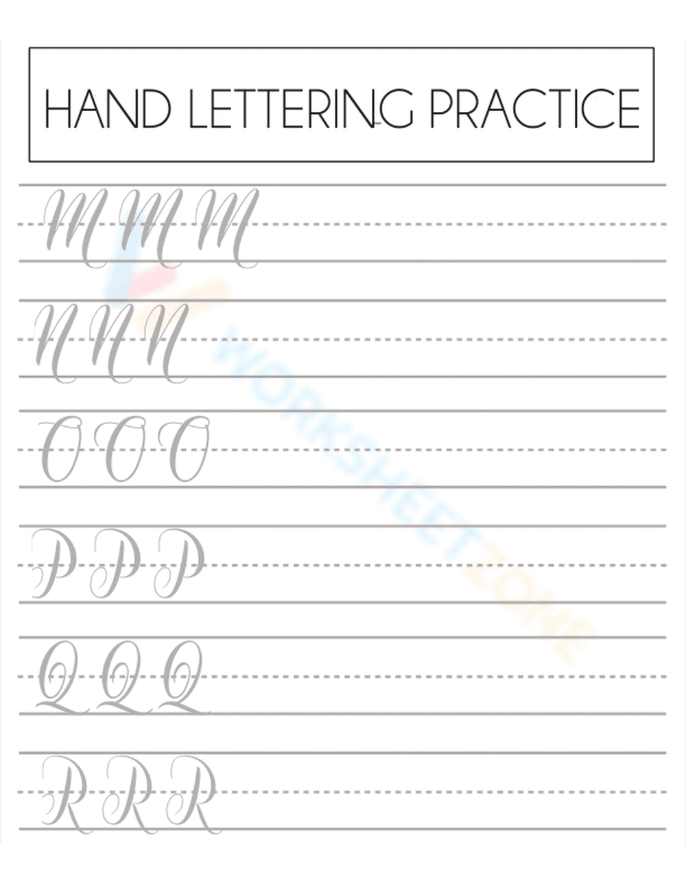 Handwriting Practice: Cursive Letters M-R - Page 1