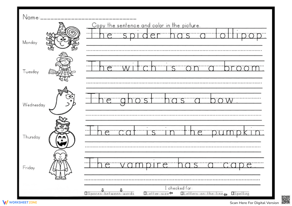 Halloween Handwriting Practice | Essential Grade 1-2 - Page 1