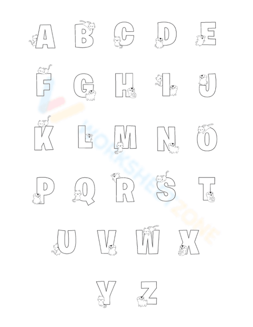 Cat and Dog Bubble Letters: Fun Animal Worksheet - Page 1