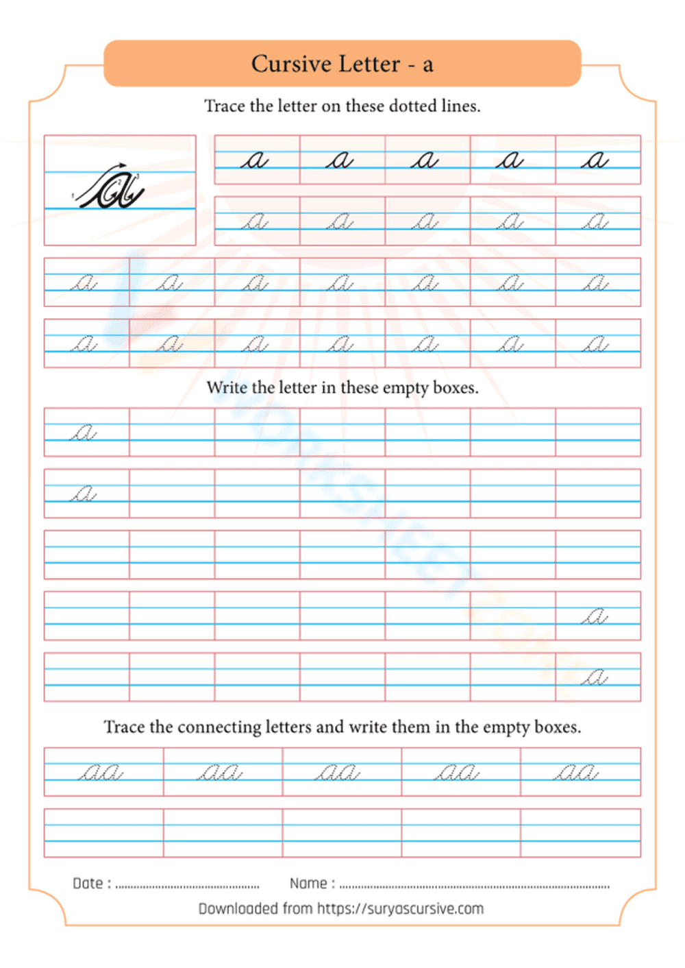 Cursive Handwriting: Mastering the Letter A - Page 1