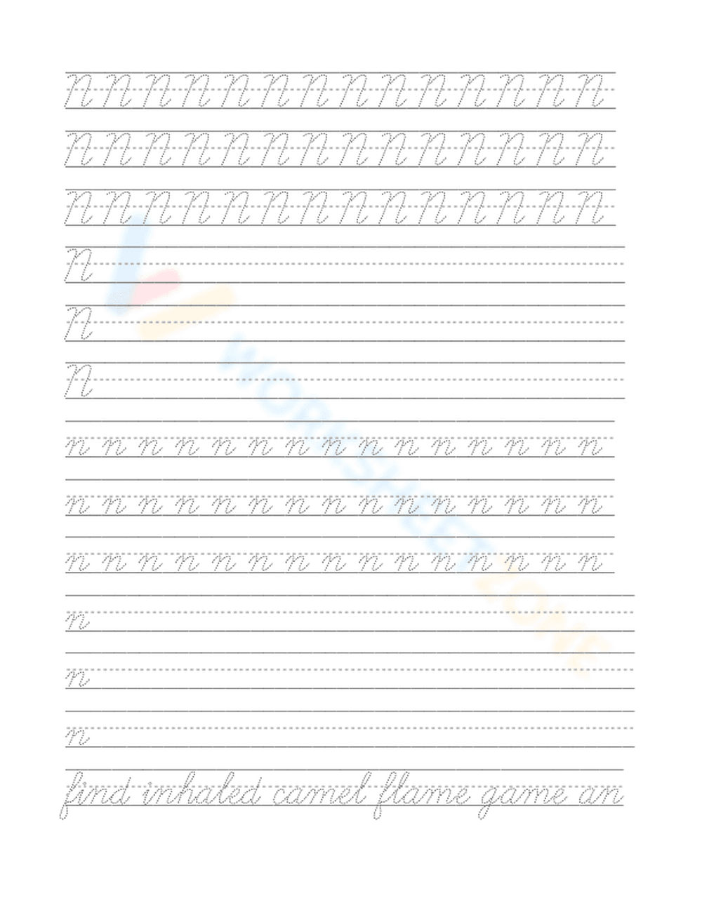 Practice Writing Letter N - Page 1