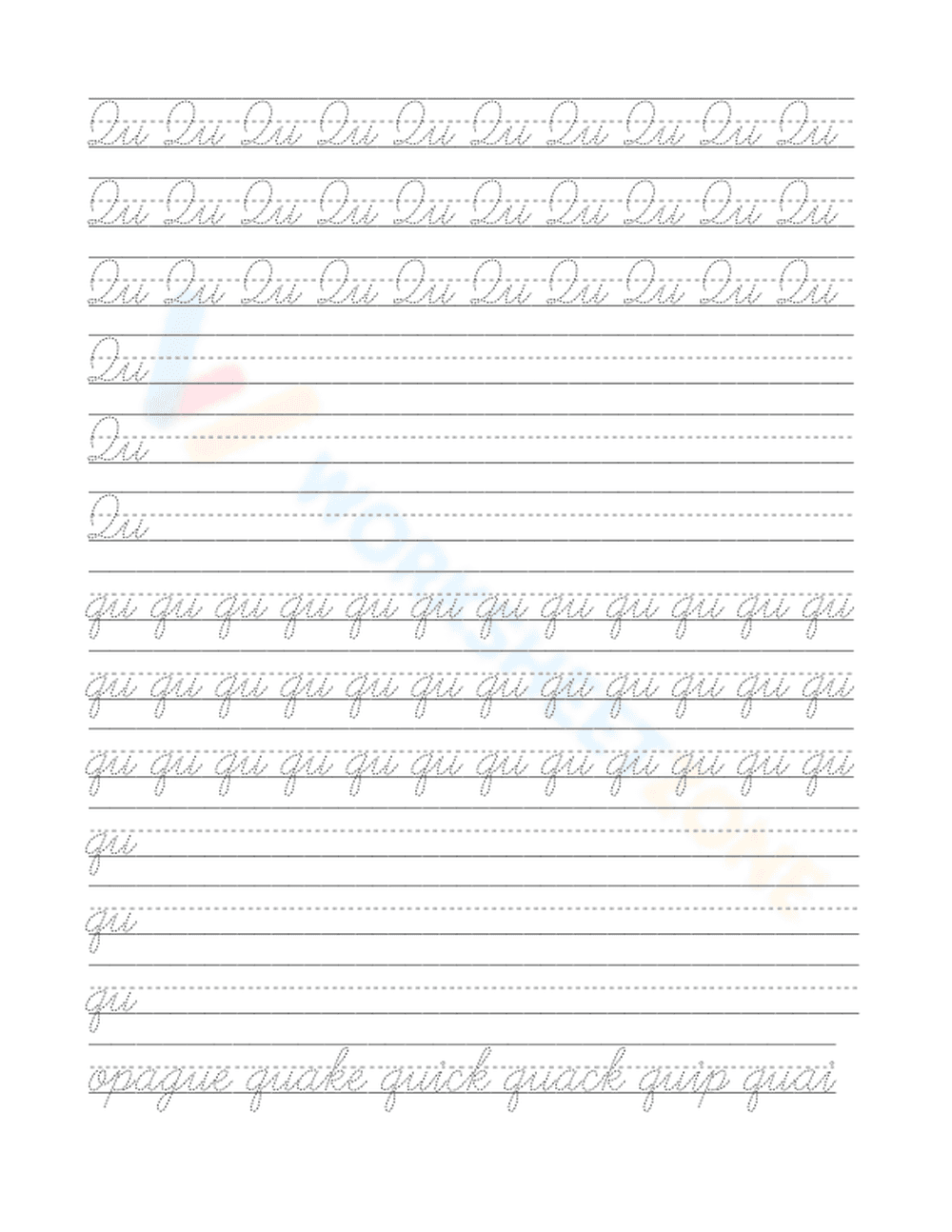 Practice Writing Letter Q Worksheet - Page 1