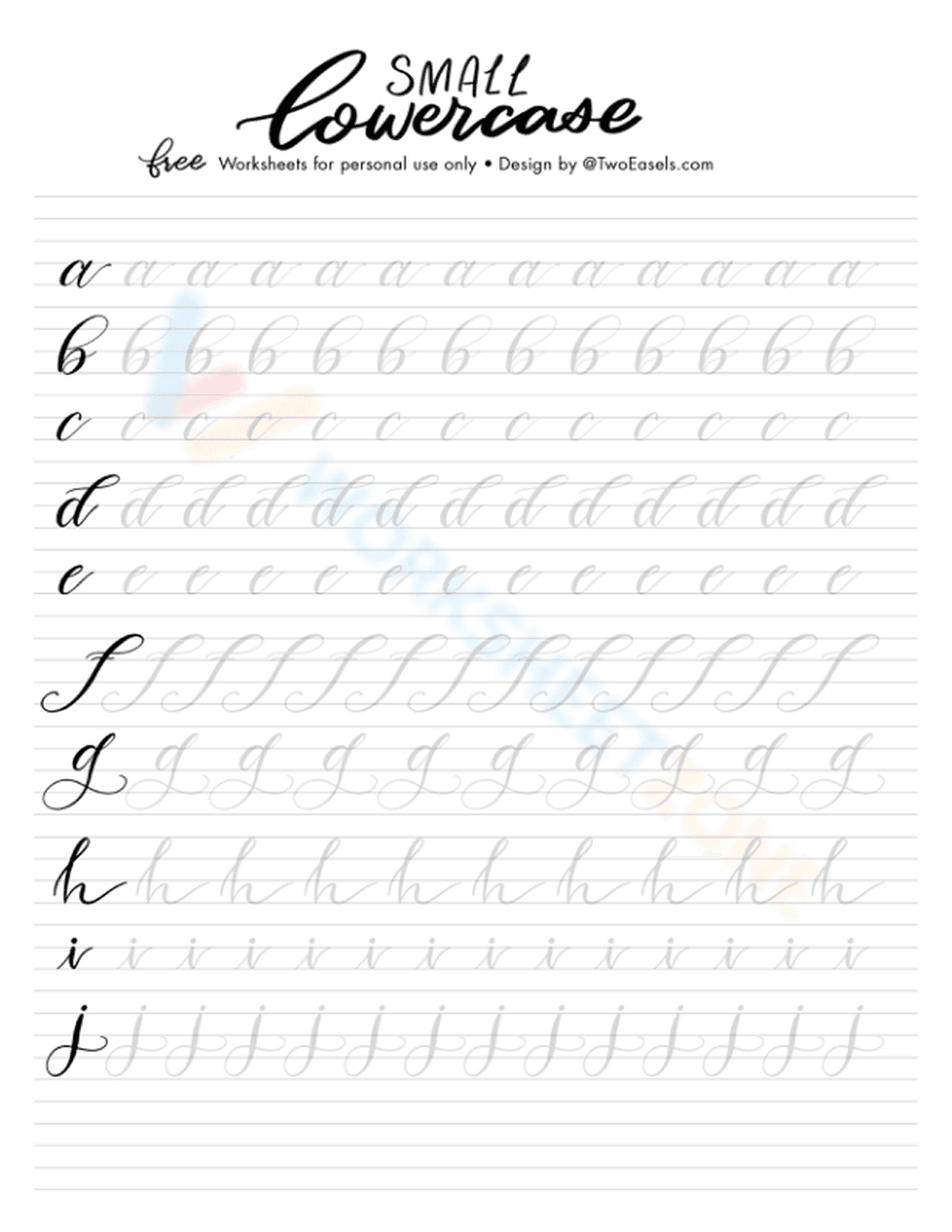 A-J Letter Practice Sheet - Page 1
