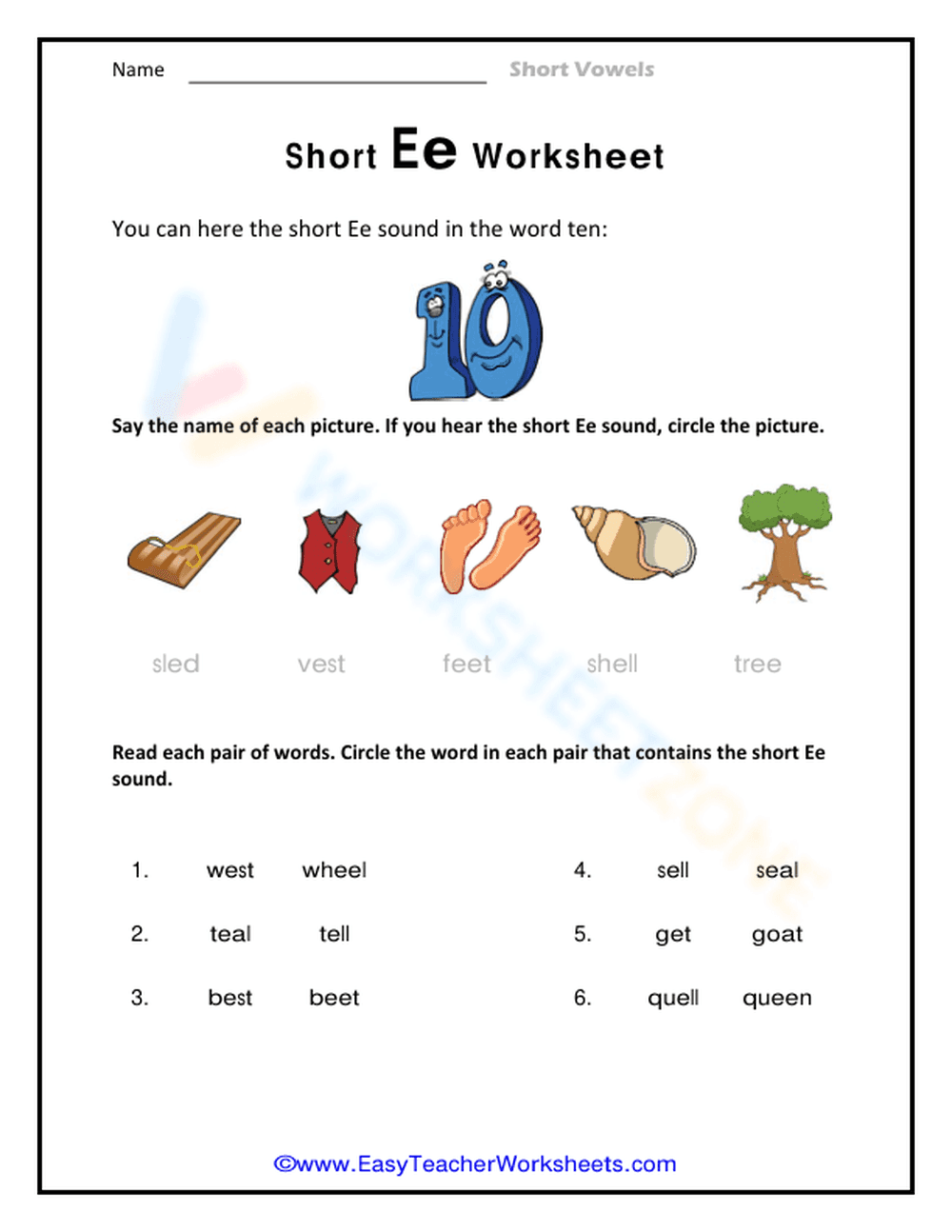 Learn the Short E Sound with Engaging Activities - Page 1