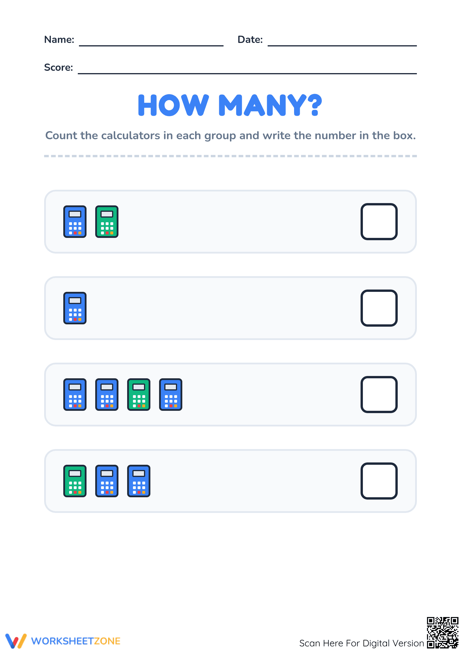 Counting Test Worksheet | Grade 1 Essential Math - Page 1