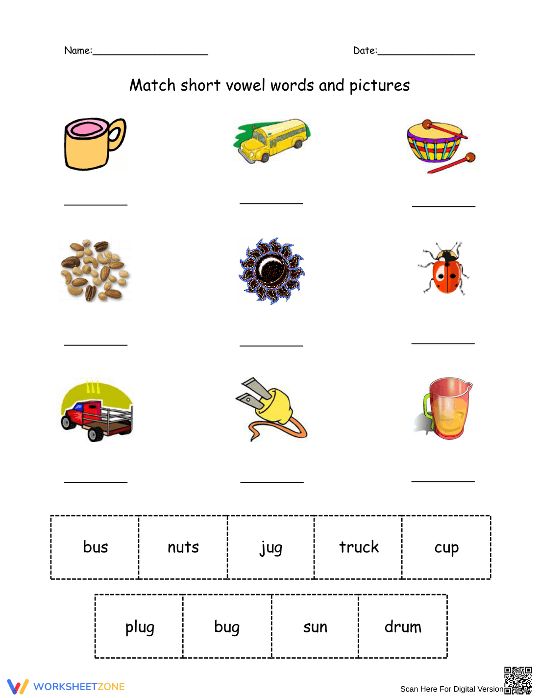 Master Short U Vowel Sounds with Practice Worksheet - Page 1