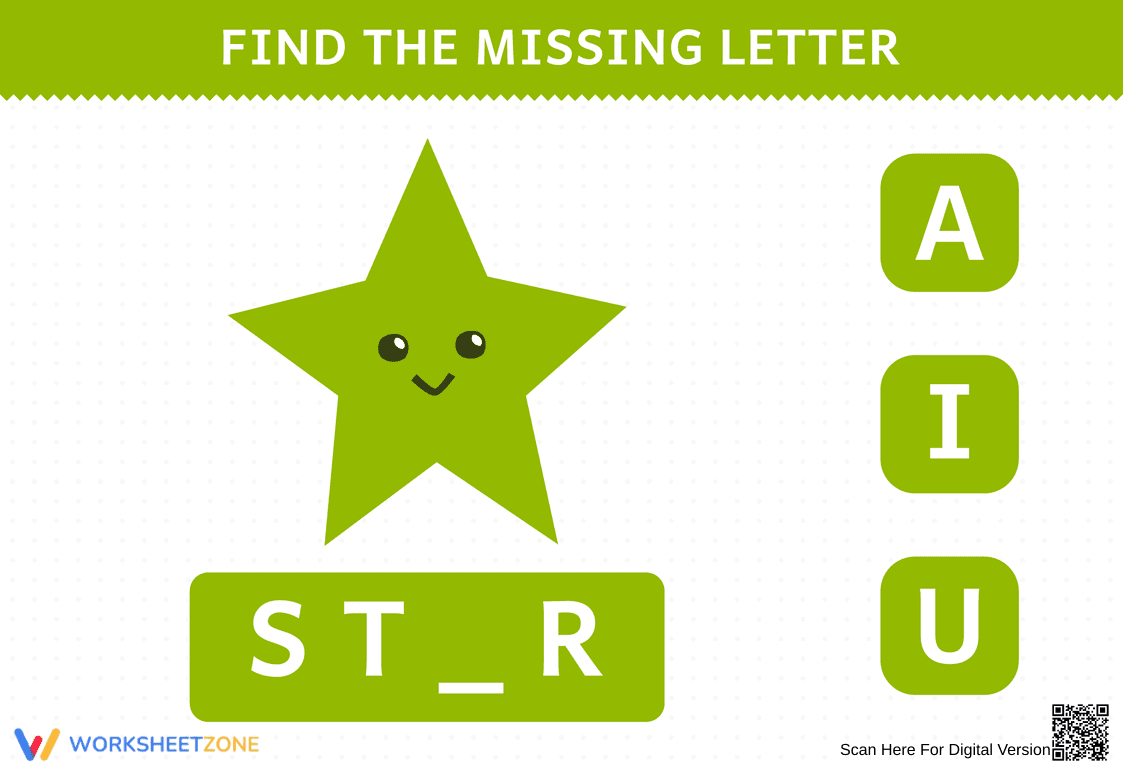 Missing Letter Puzzle – Complete the Word STAR - Page 1