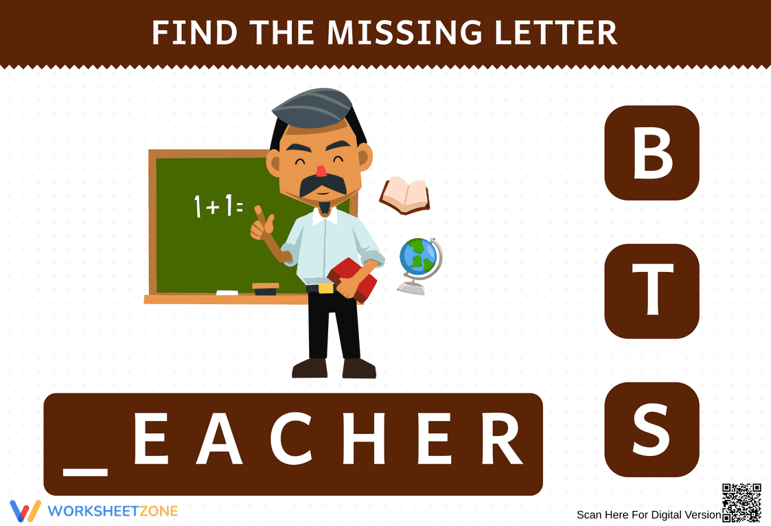 Teacher Missing Letter Worksheet - Page 1