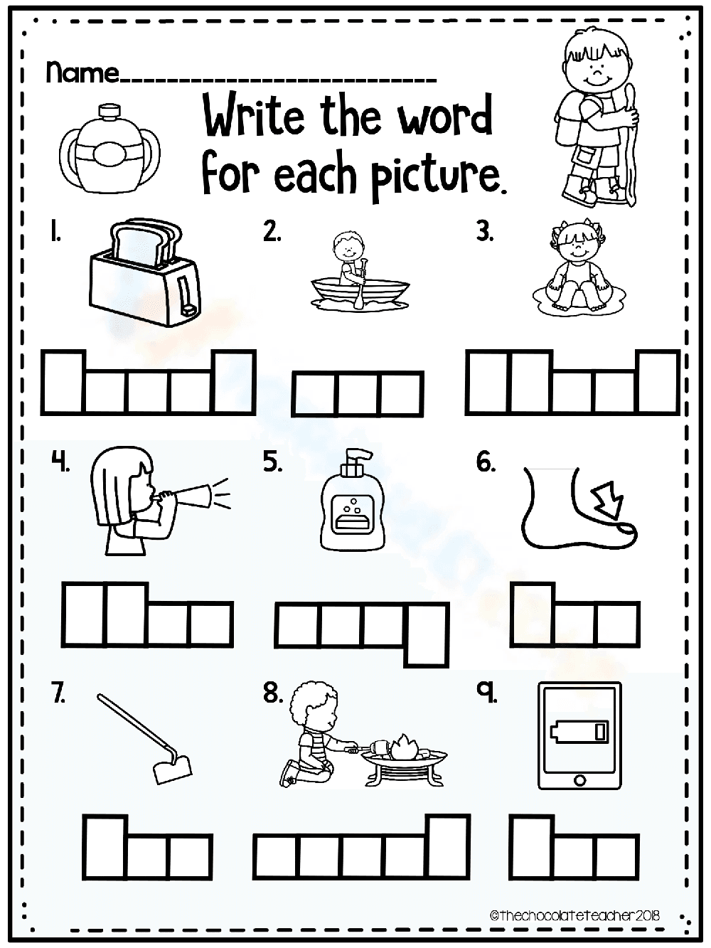 Write the Word for Each Picture Worksheet - Page 1