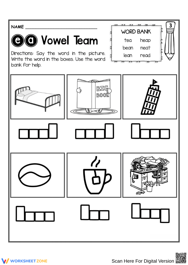 ea Vowel Team Phonics and Spelling Practice - Page 1