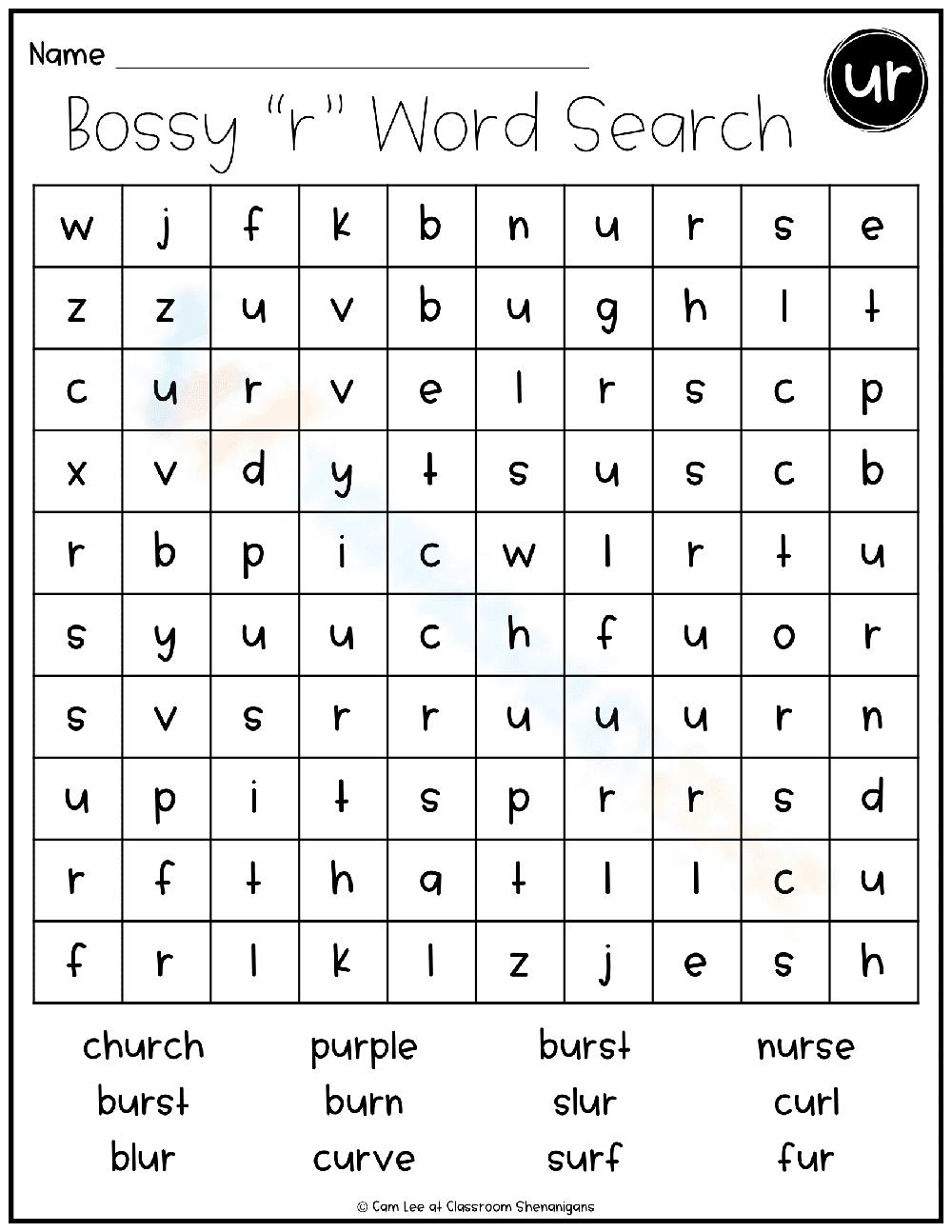 Find Bossy R Words - Page 1