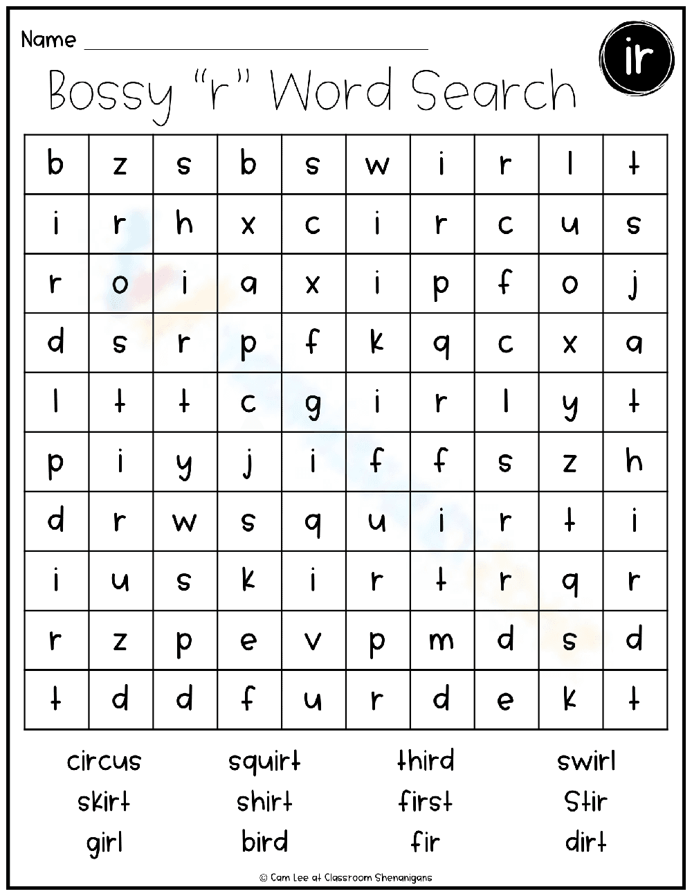 Discover Bossy R Words - Page 1