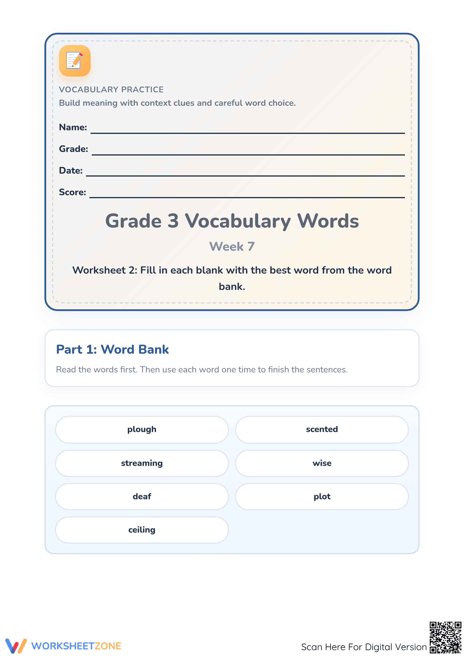 Grade 3 Vocabulary Context Clues | Essential Practice - Page 1