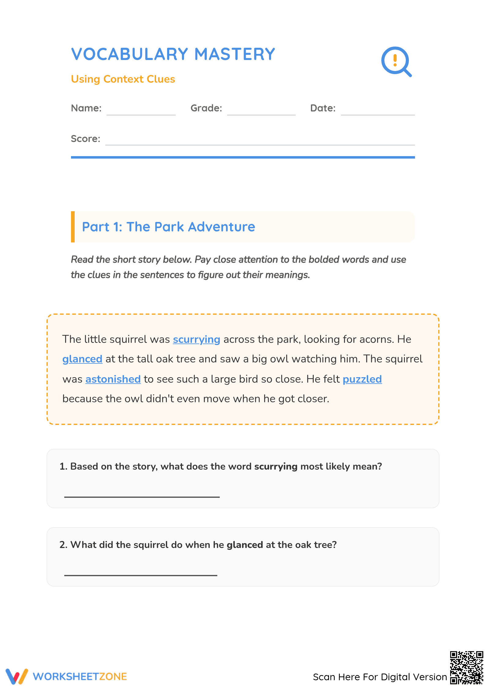 Essential Context Clues Worksheet | Grade 3 Vocabulary Ready - Page 1