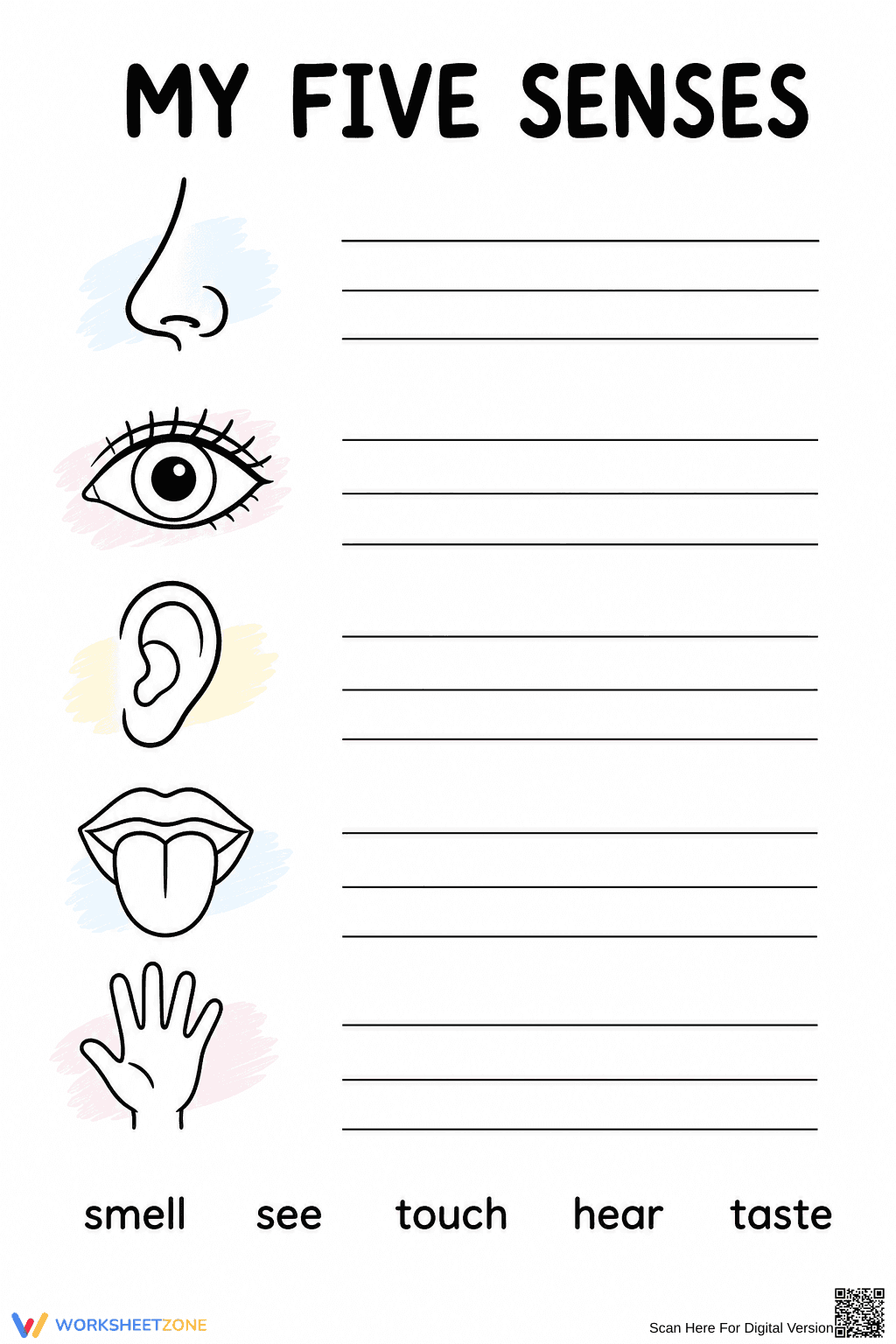 Grade 5 Five Senses Printable Worksheet | Essential Science - Page 1