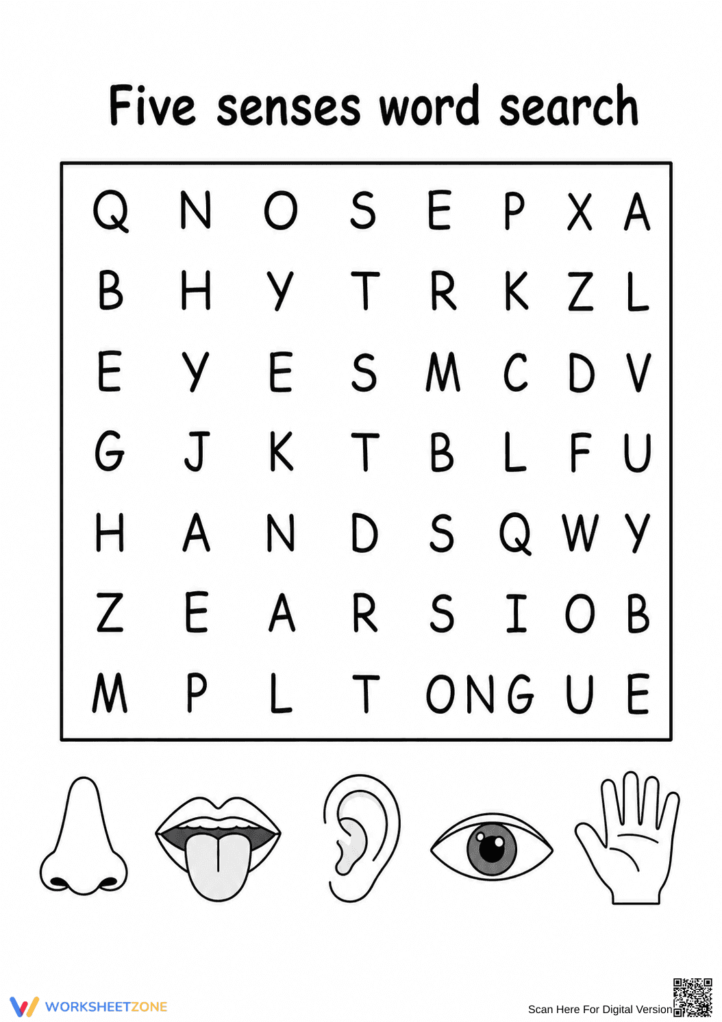 Grade 5 Five Senses — Printable No-Prep Worksheet - Page 1