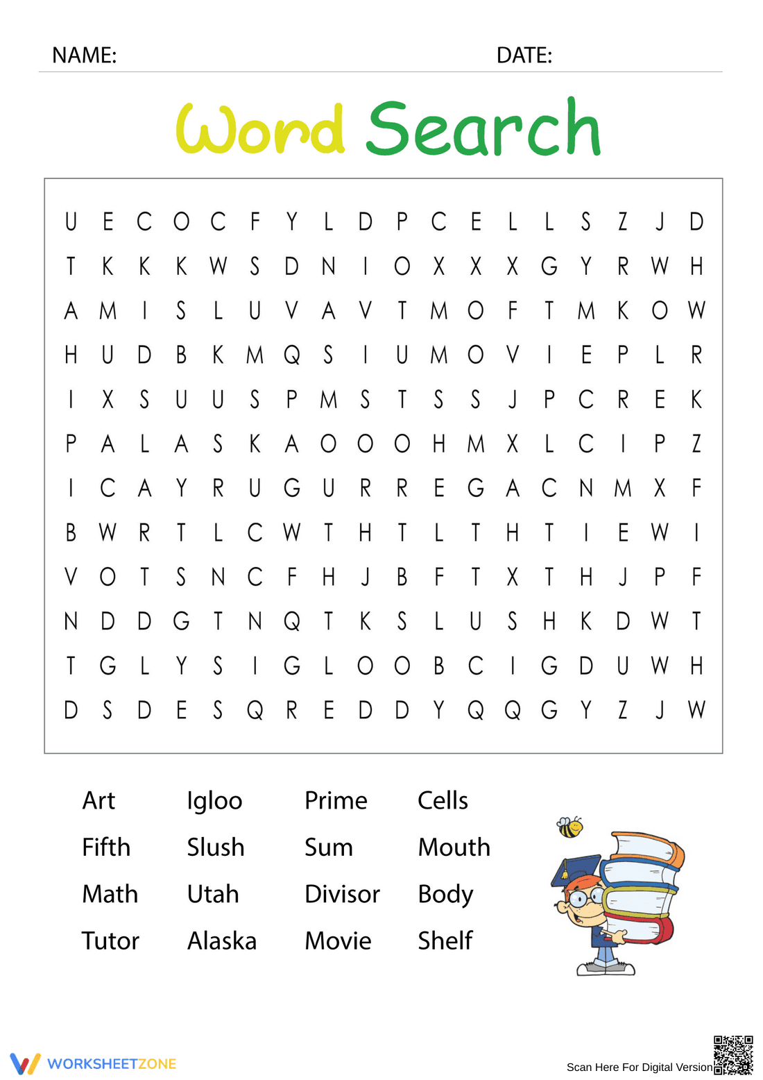 Grade 5 Vocabulary Word Search — Printable Worksheet - Page 1