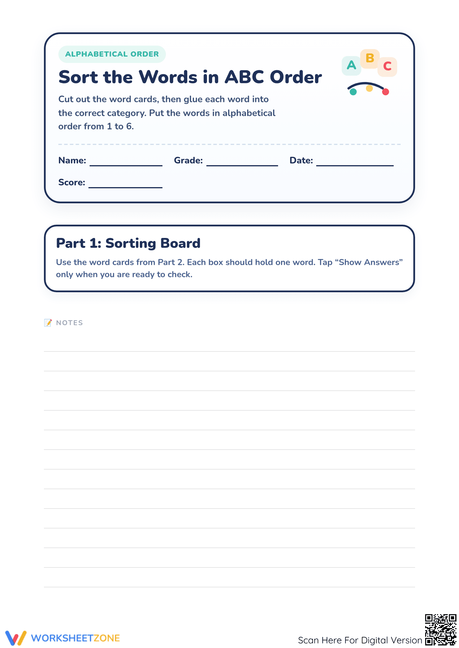 Alphabetical Order Worksheet | Grade 2 Essential - Page 1