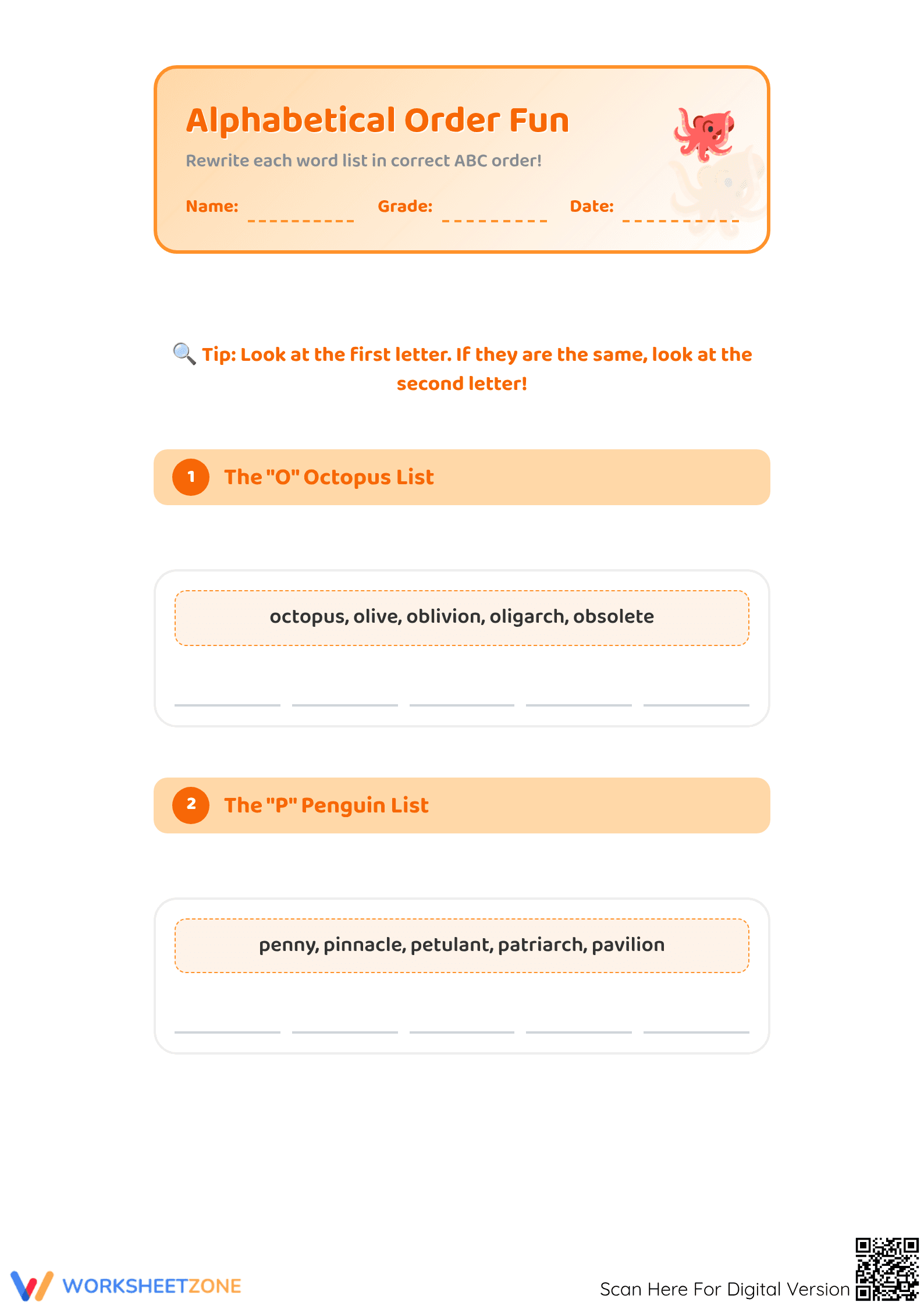Alphabetical Order Practice | Essential Grade 2 ELA - Page 1