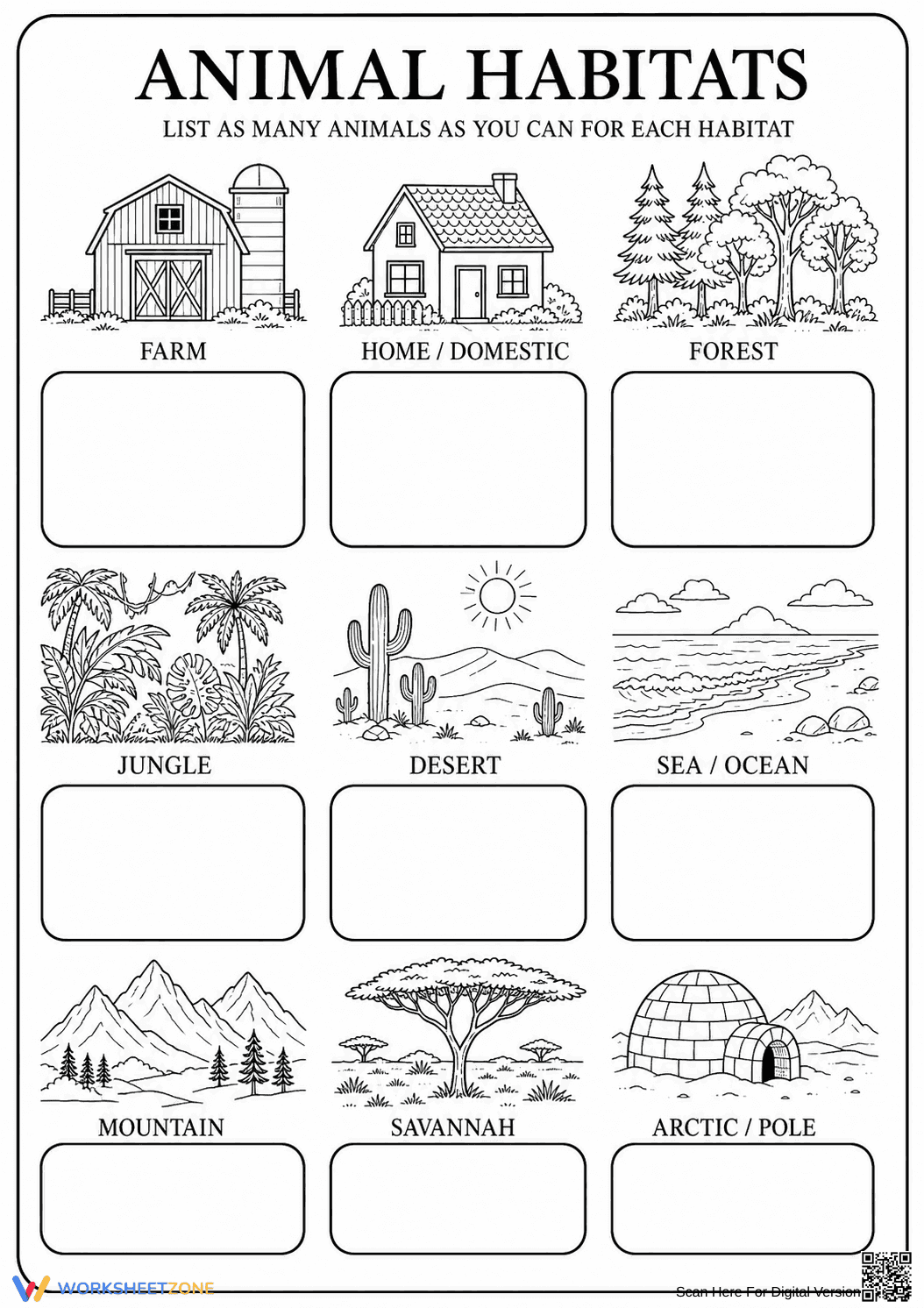 Printable Animal Habitats Worksheet | Grade 2 Science - Page 1