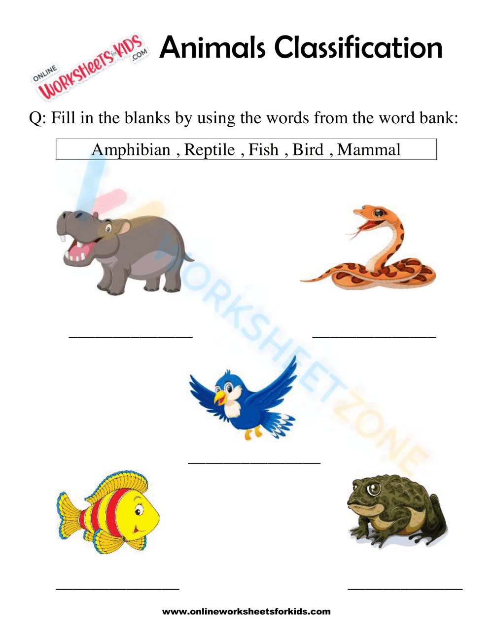 Animals Classification Worksheet For 1st Grade 10 - Page 1