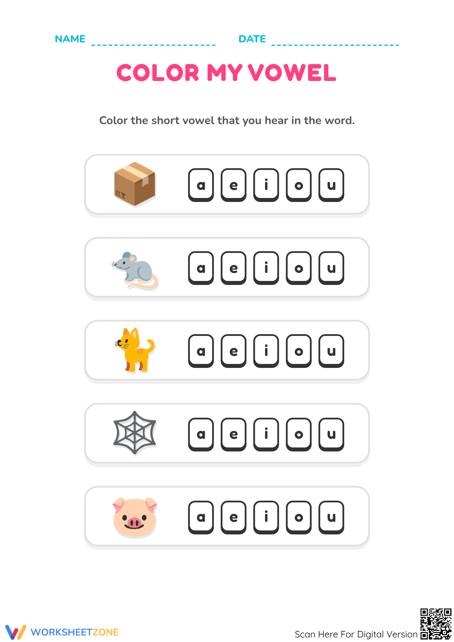 Short Vowel Sounds Worksheet | Grade 1 Printable - Page 1