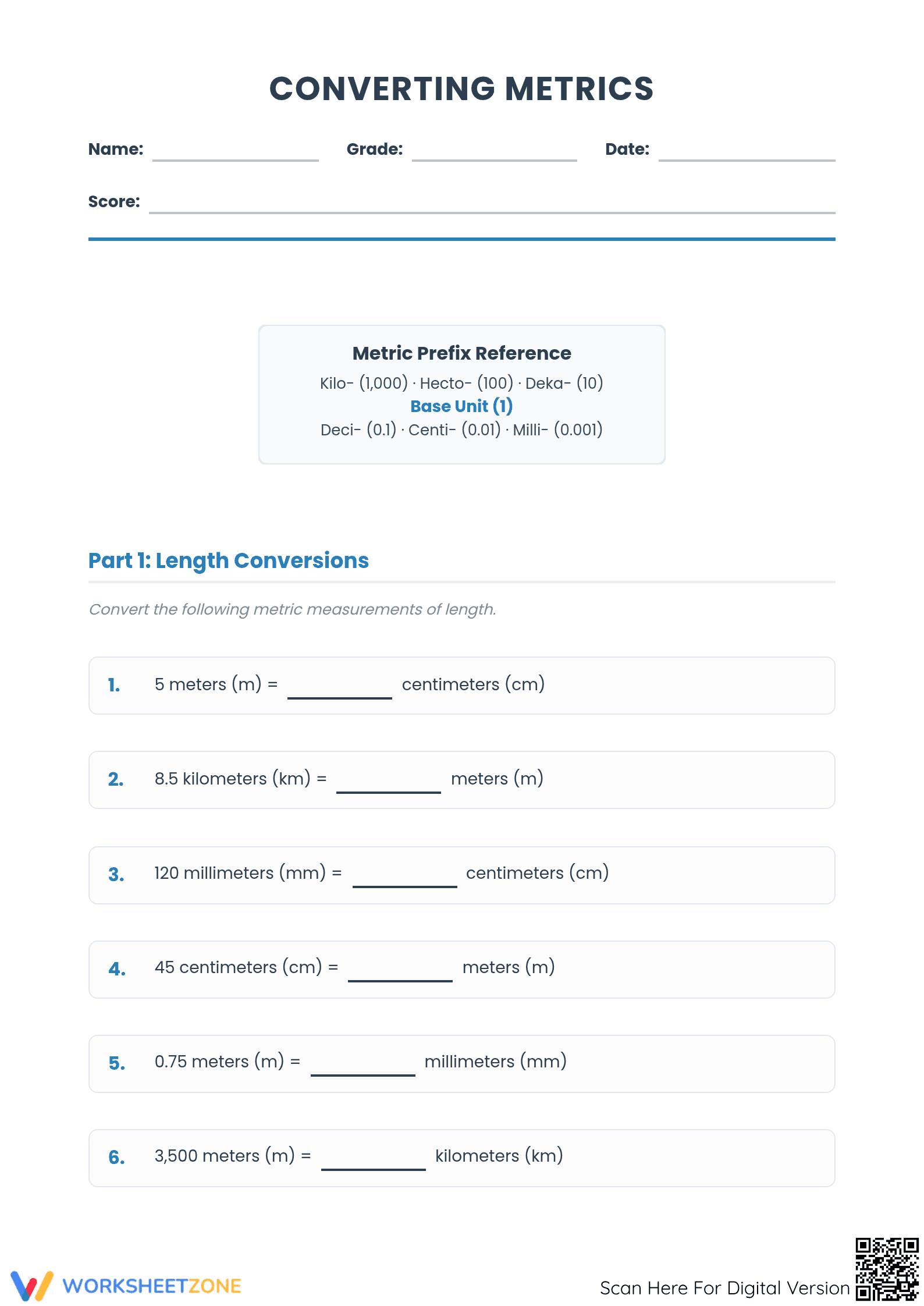 Essential Metric Conversion Worksheet | Grades 4-7 Aligned - Page 1