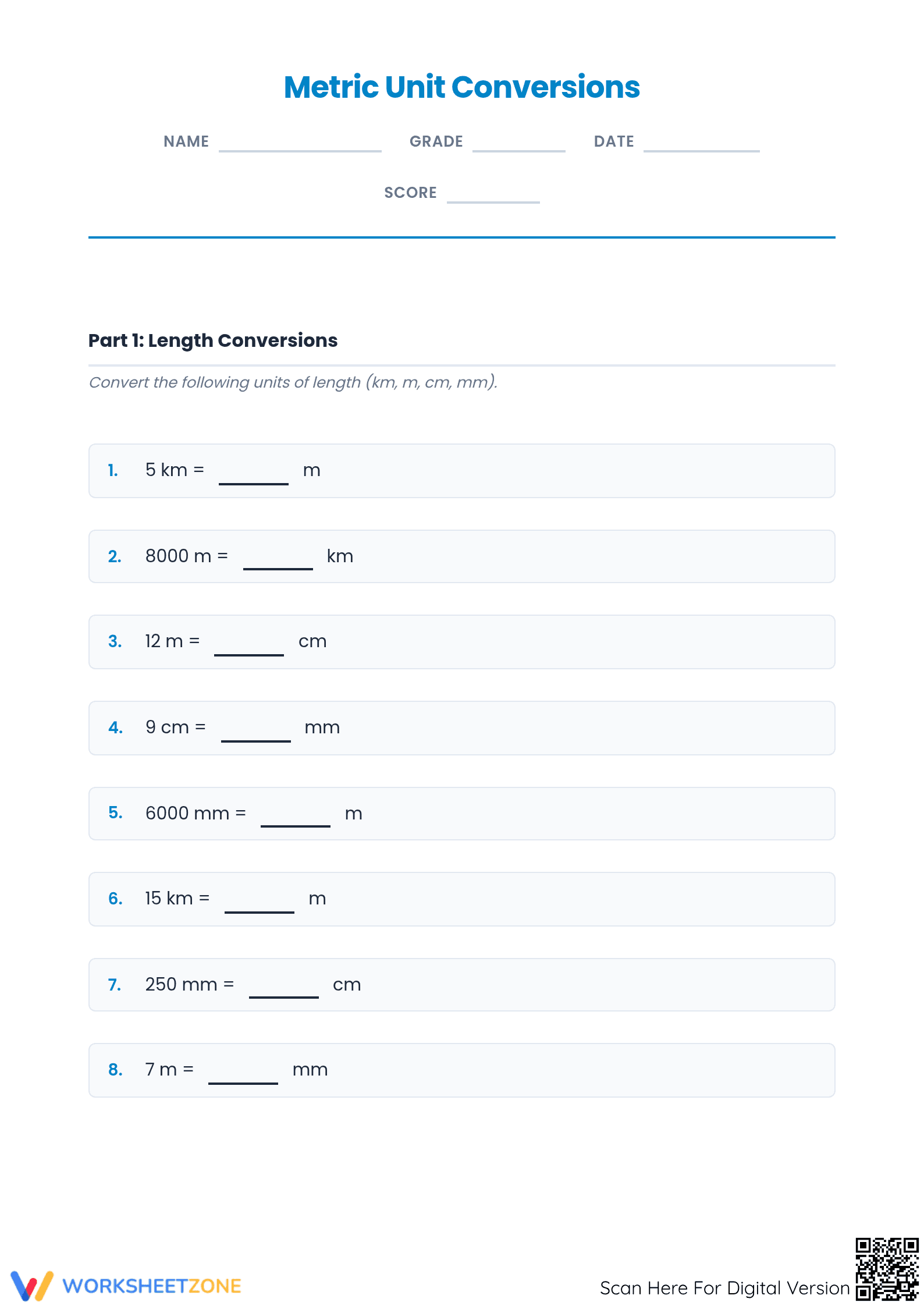 Essential Metric Unit Conversions Worksheet | Grade 5 Math - Page 1