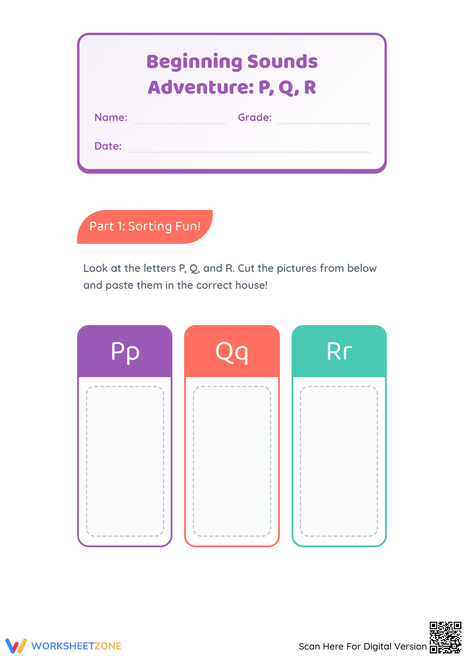 Beginning Sounds Worksheet | Grade K-1 Printable - Page 1