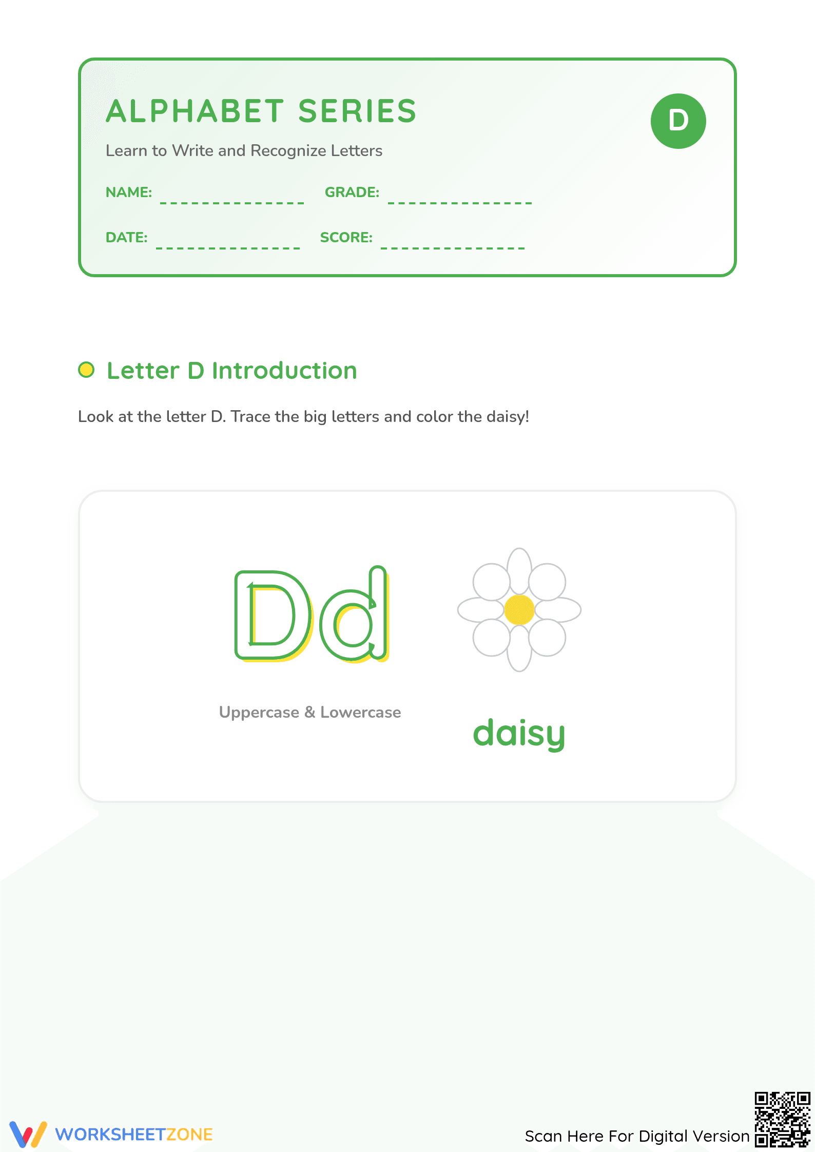 Letter D Beginning Sound Worksheet | Grade K Printable - Page 1