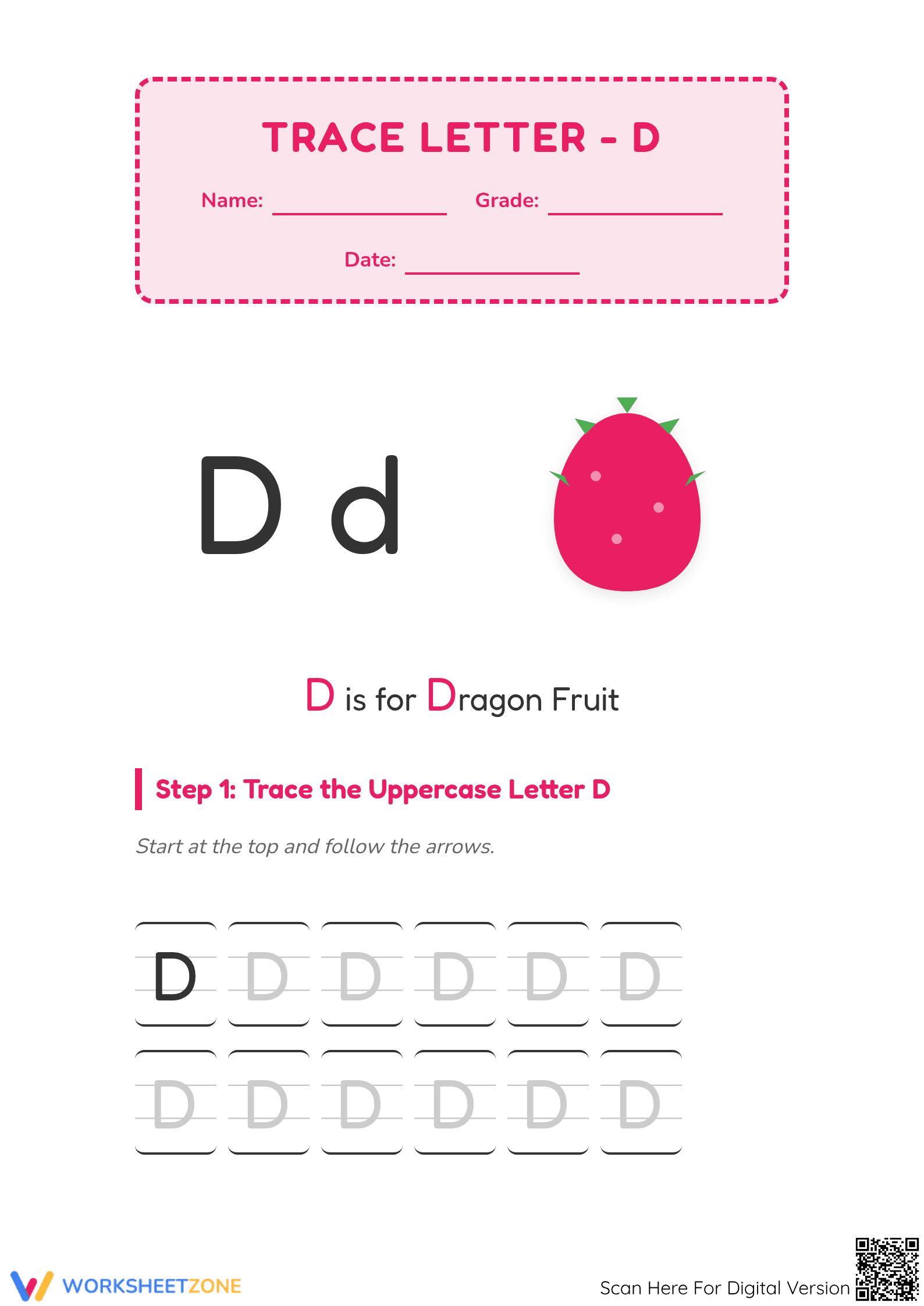 Letter D Trace and Find Worksheet | Essential Phonics - Page 1