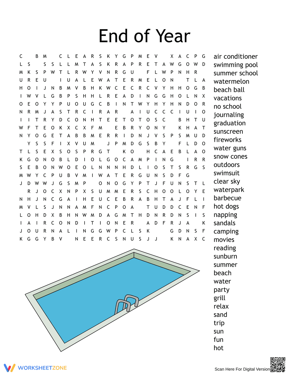 Grade 2 End of Year Word Search — Printable Worksheet - Page 1