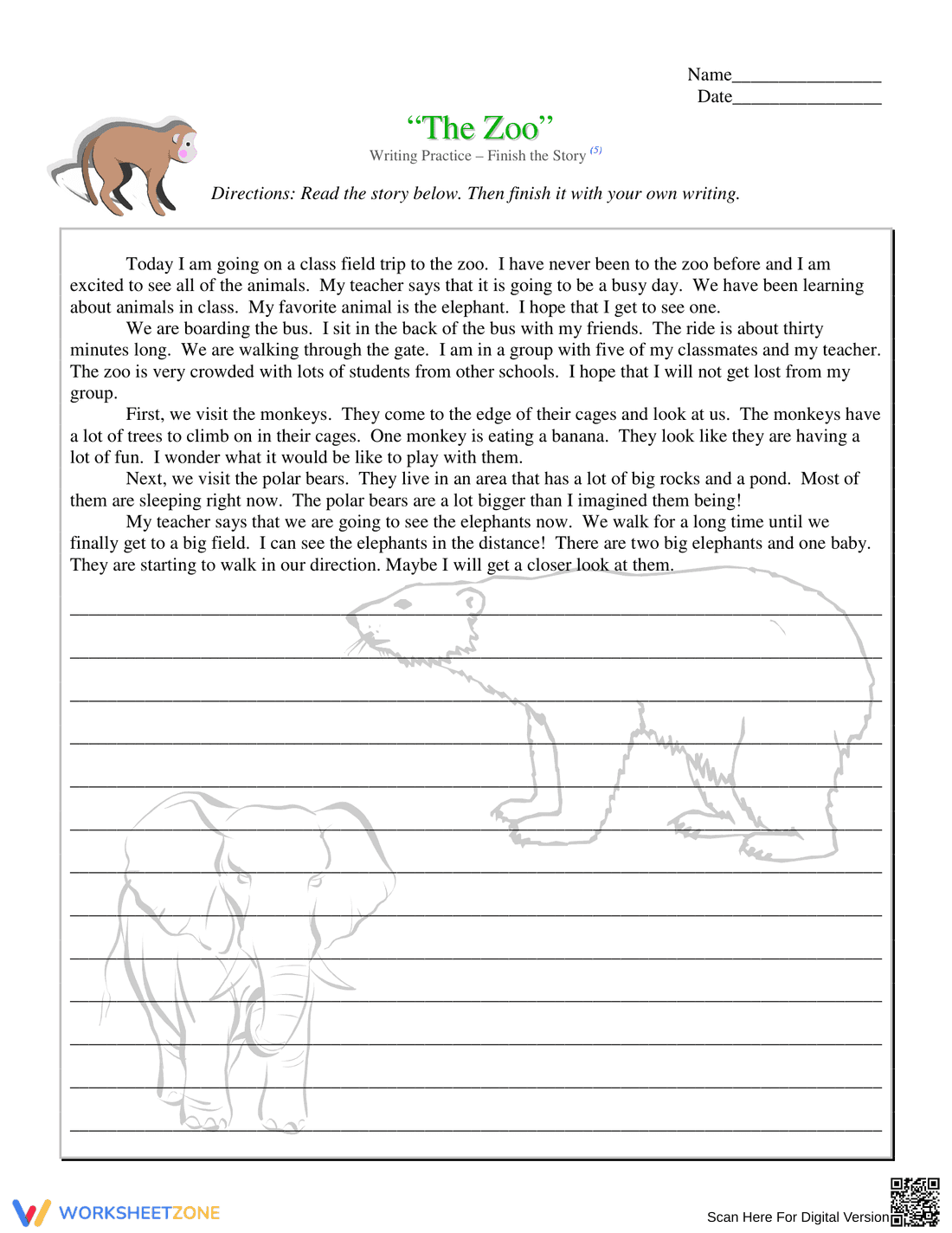 Printable Finish the Story Worksheet | Grade 4 Writing - Page 1
