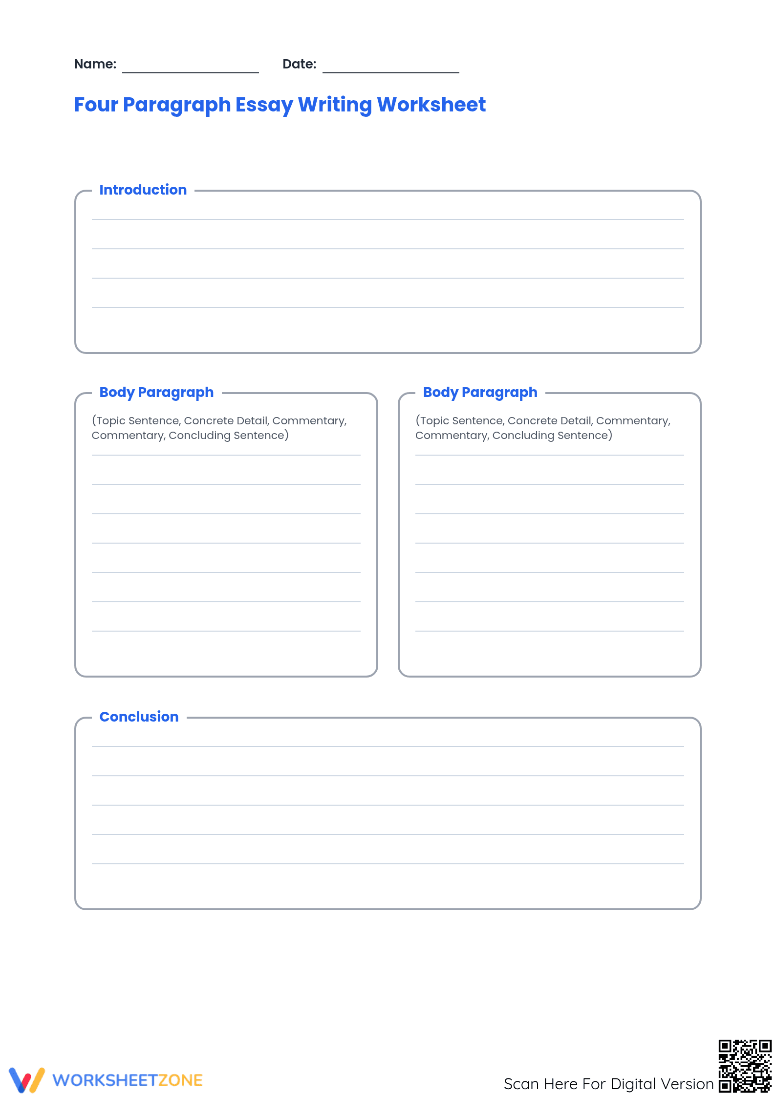 Grade 4-7 Essay Structure — Printable No-Prep Worksheet - Page 1