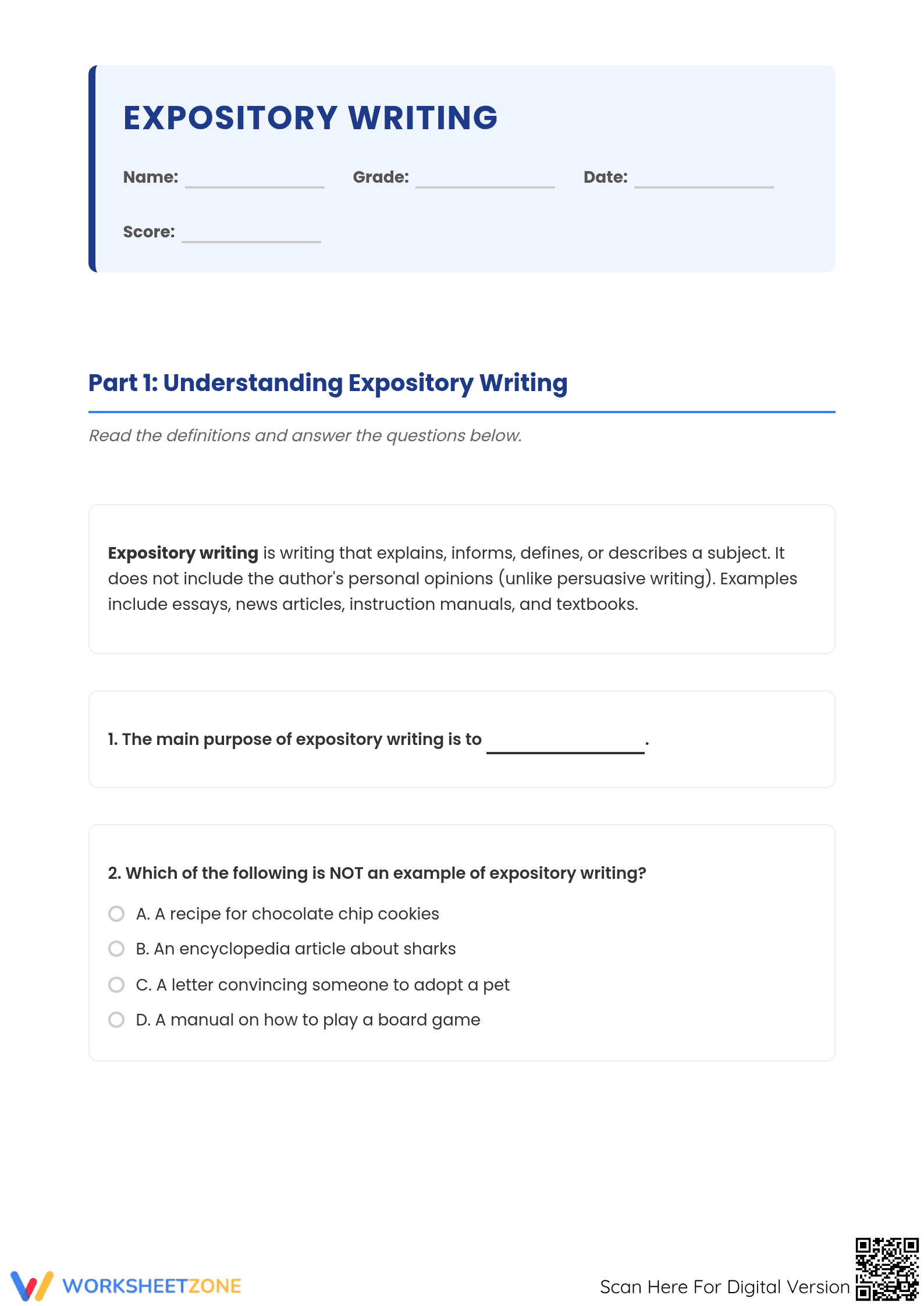 Essential Expository Writing Guide | Grades 4-7 - Page 1