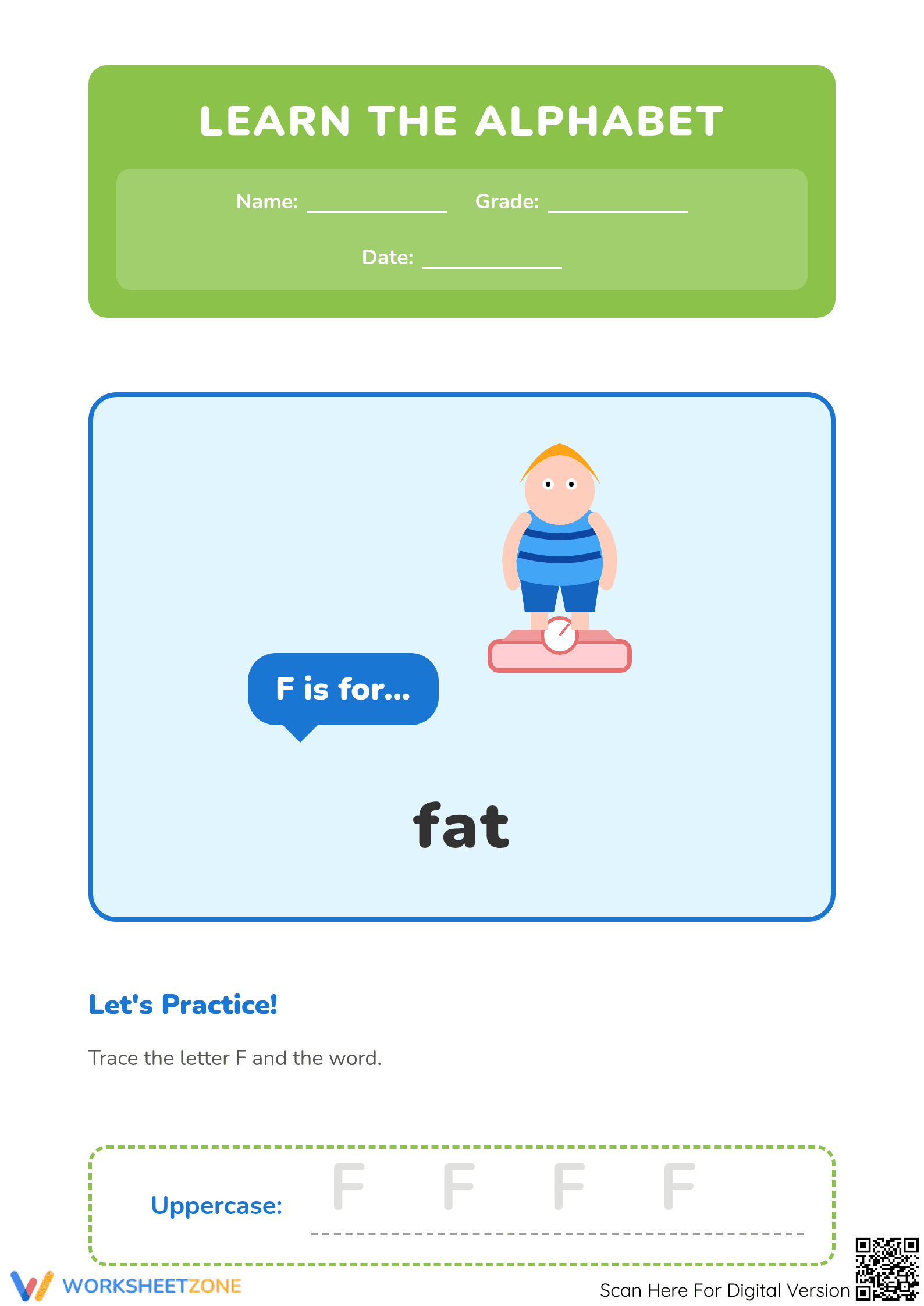 Letter F Beginning Sound Worksheet | Printable Grade K-1 - Page 1