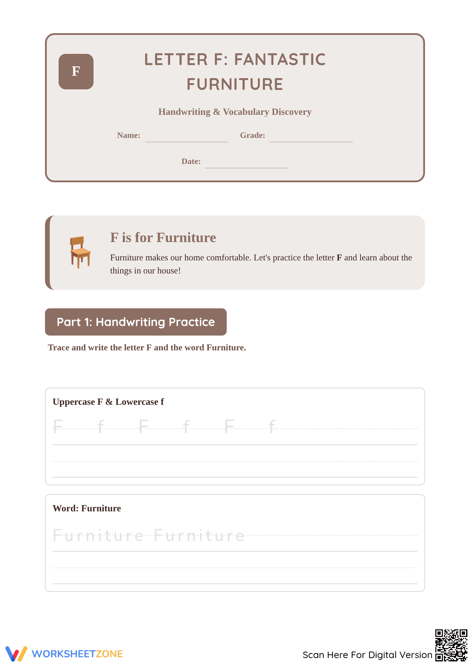 Letter F Phonics Worksheet | Essential Grade K-2 Practice - Page 1