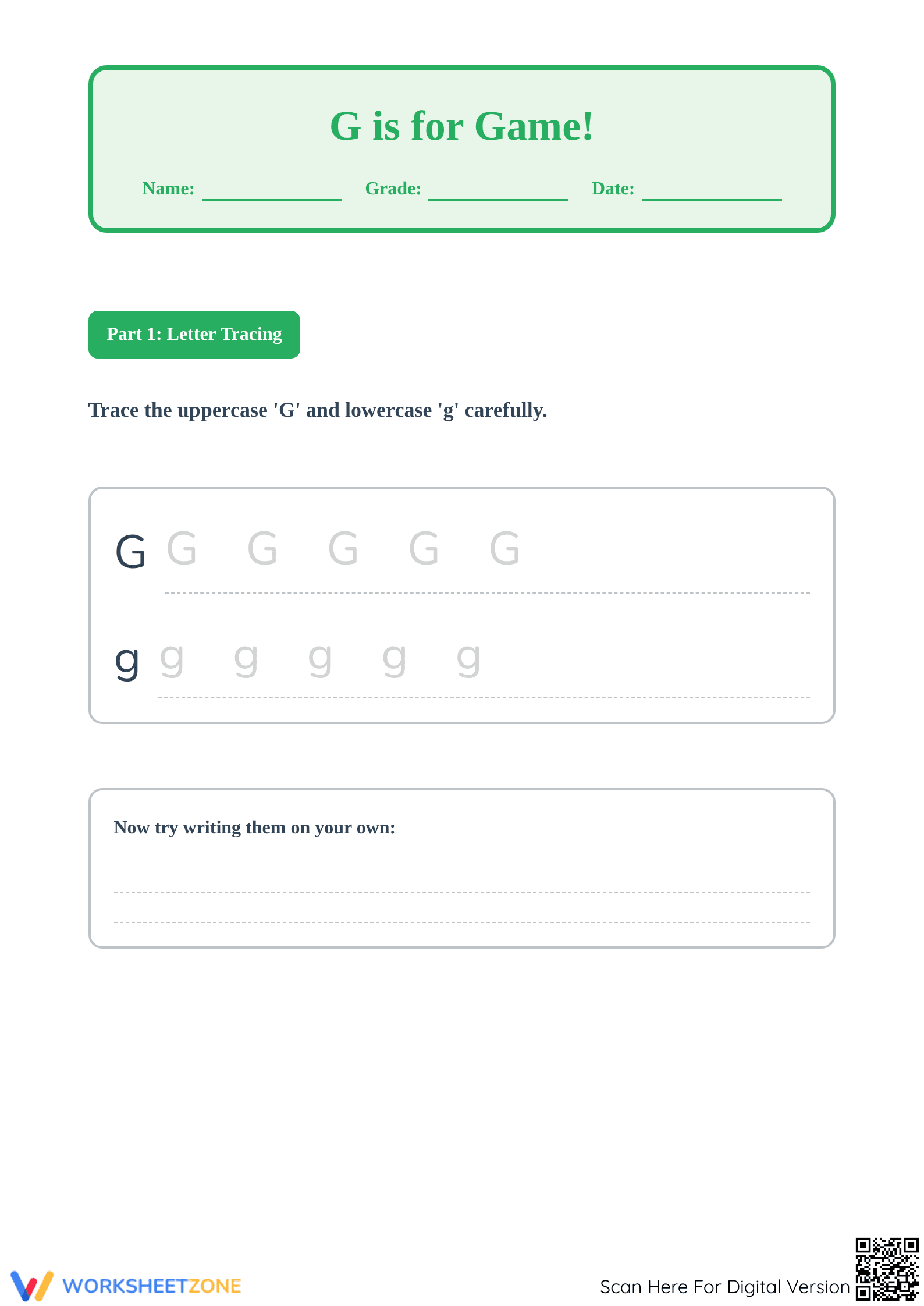 Letter G Beginning Sound Worksheet | Essential Phonics - Page 1