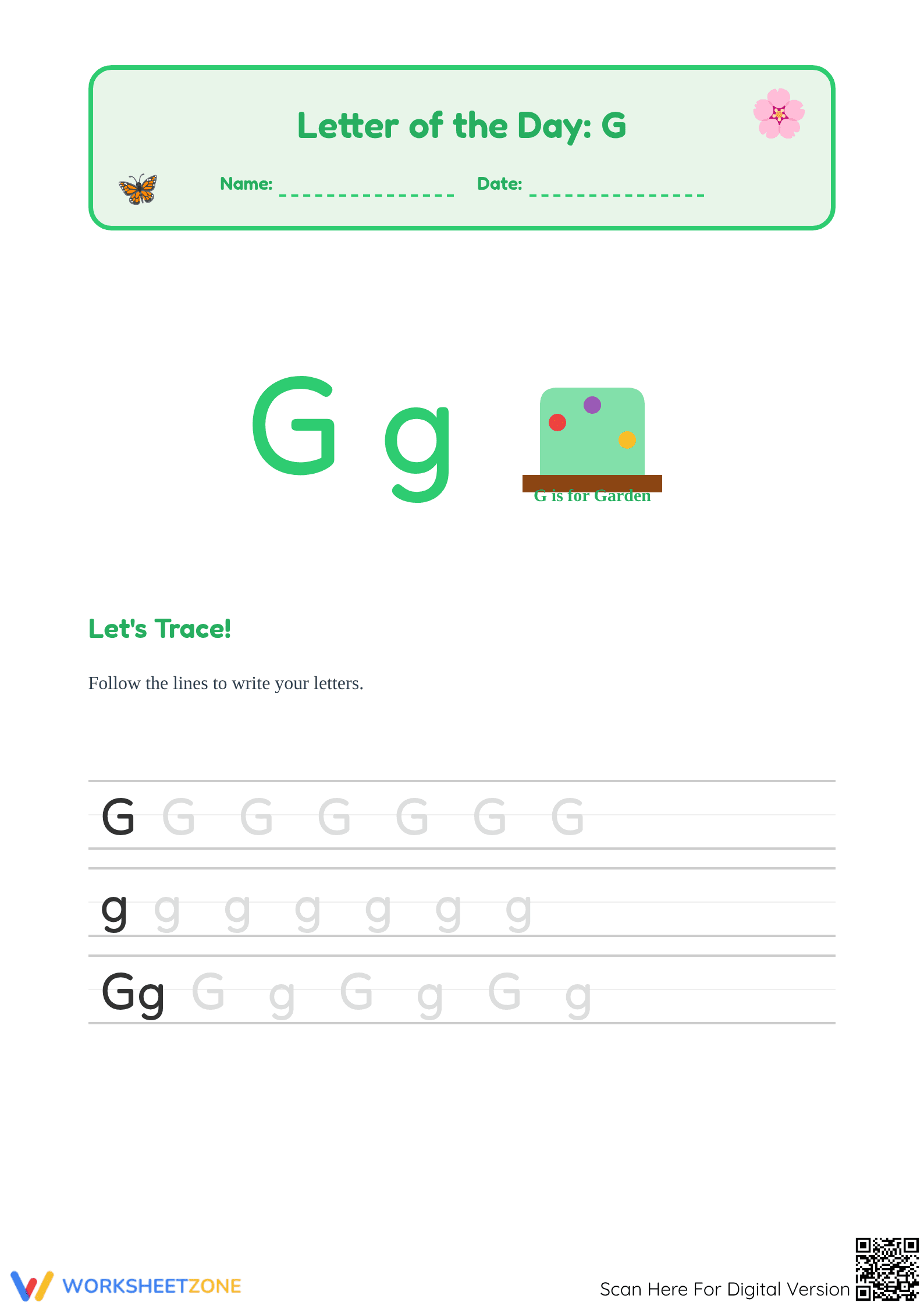 Letter G Beginning Sound Worksheet | Printable Phonics - Page 1