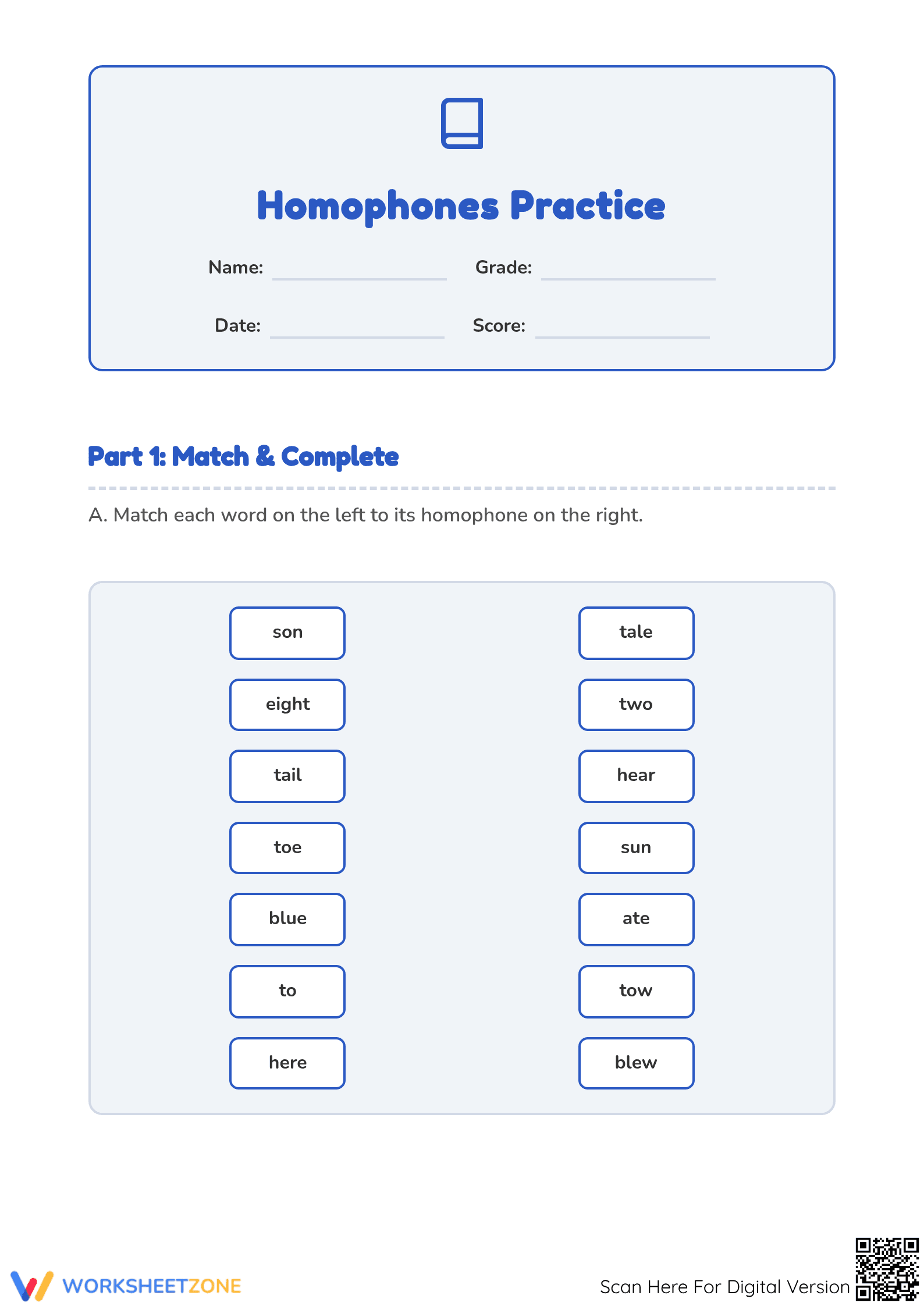 Printable Homophones Worksheet | Grade 4 ELA - Page 1