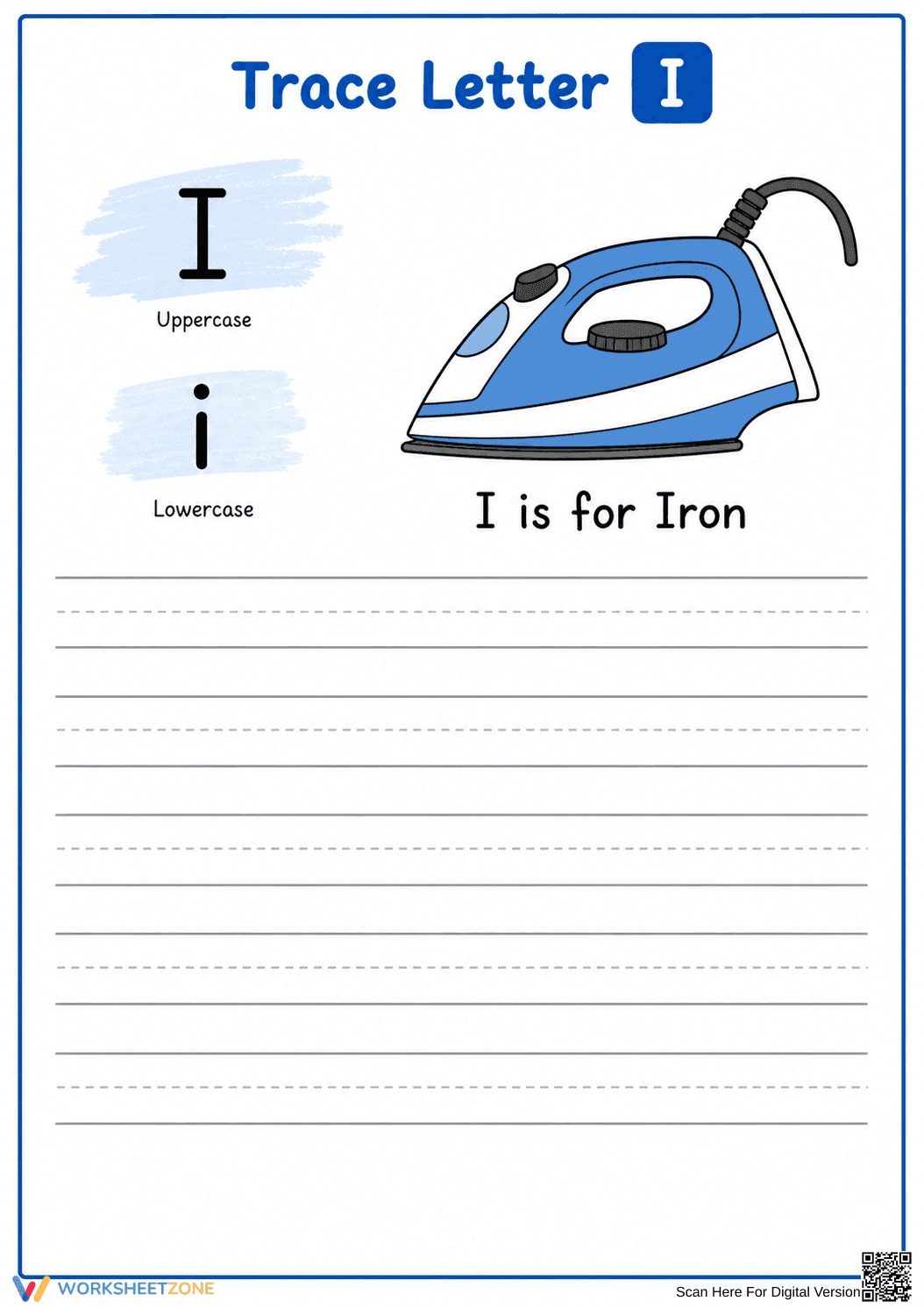 Letter I Tracing Worksheet | Grade K Printable - Page 1