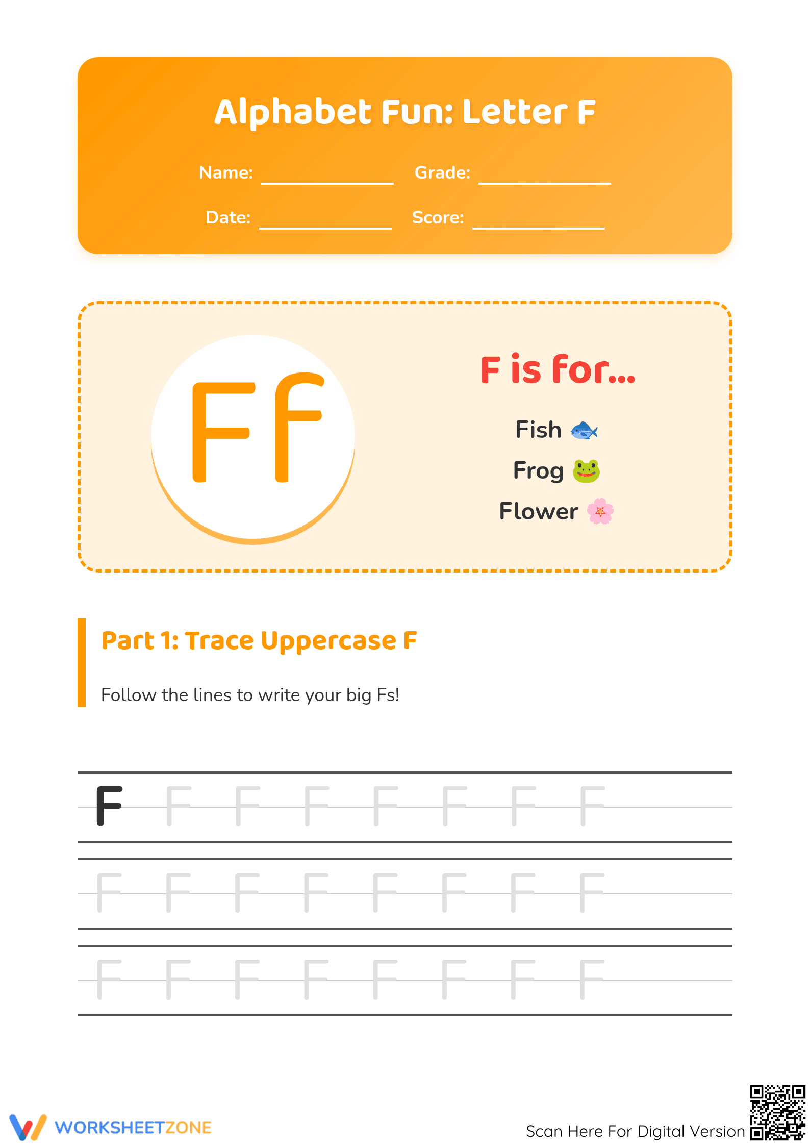 Essential Letter F Phonics Worksheet | Grade K-1 Ready - Page 1