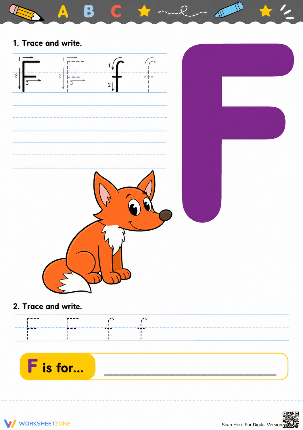 Essential Letter F Practice Worksheet | Grade K-1 - Page 1