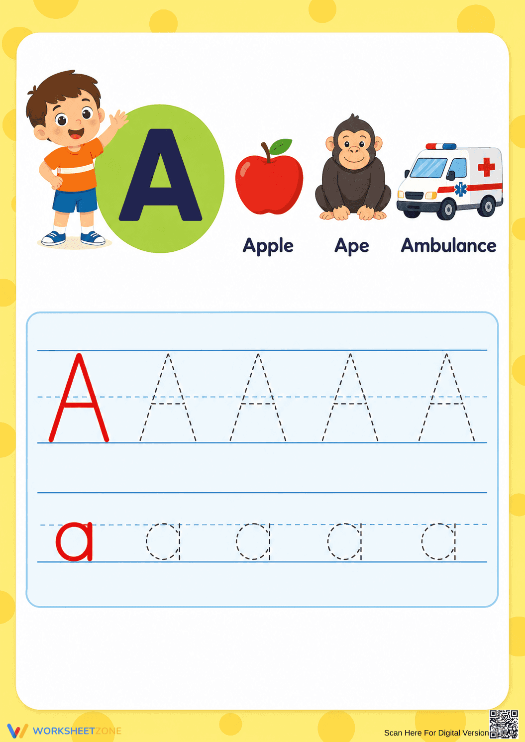Grade K Letter A Sounds — Printable No-Prep Worksheet - Page 1