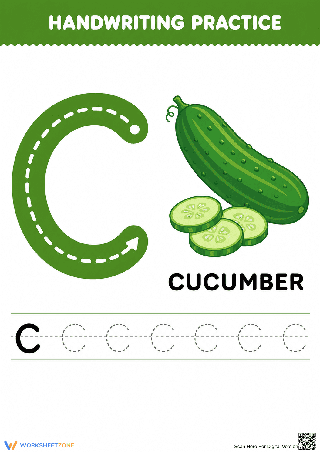 Printable Letter C Handwriting Worksheet | Grade K ELA - Page 1