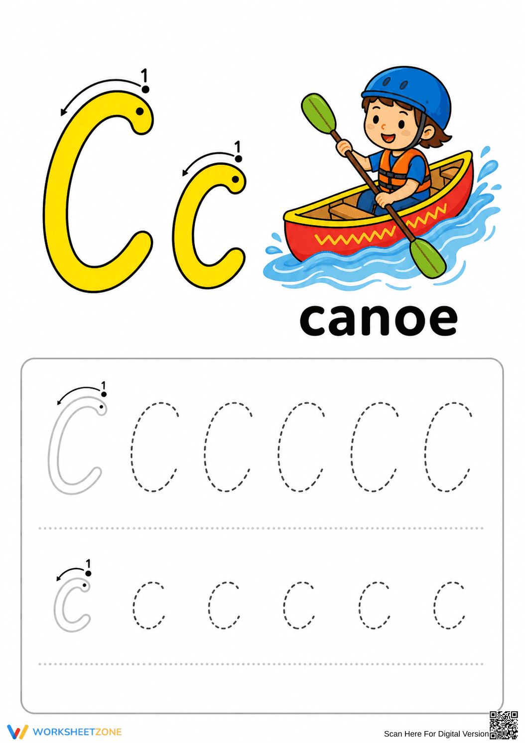 Printable Letter C Tracing Worksheet | Grade K ELA - Page 1